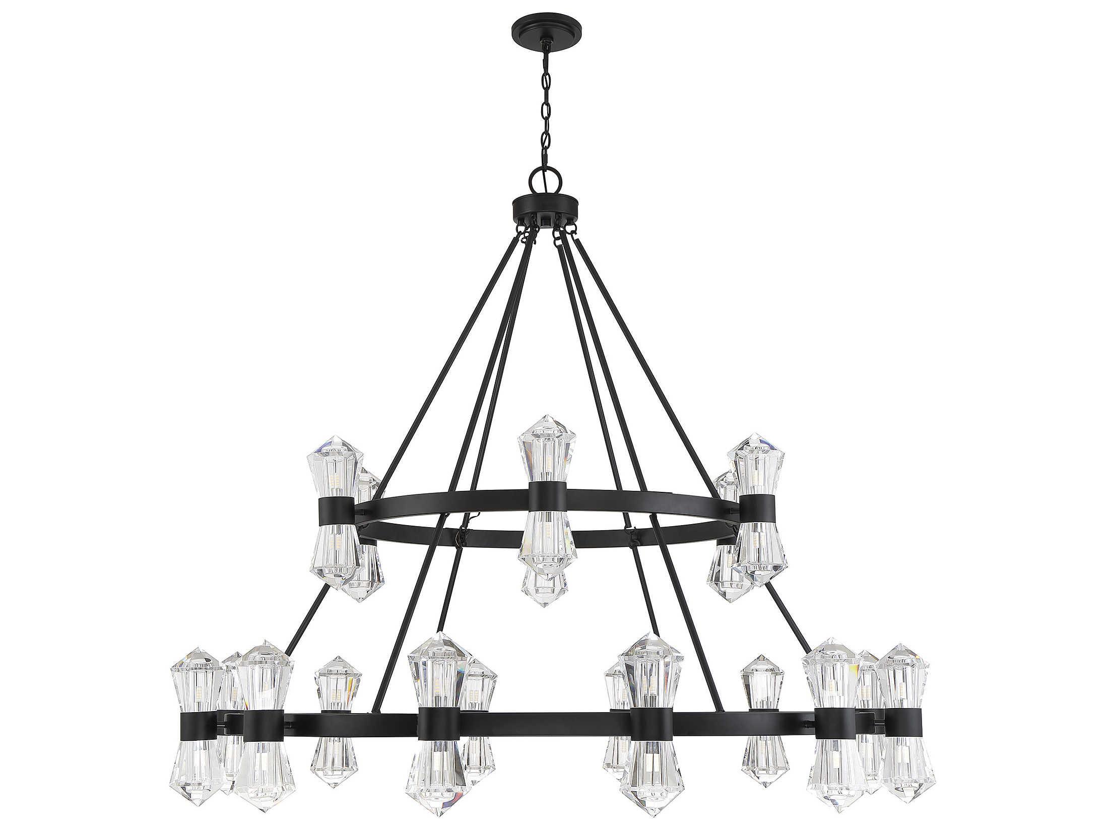 Savoy House Dryden 36-Light Matte Black Crystal LED Tiered Chandelier