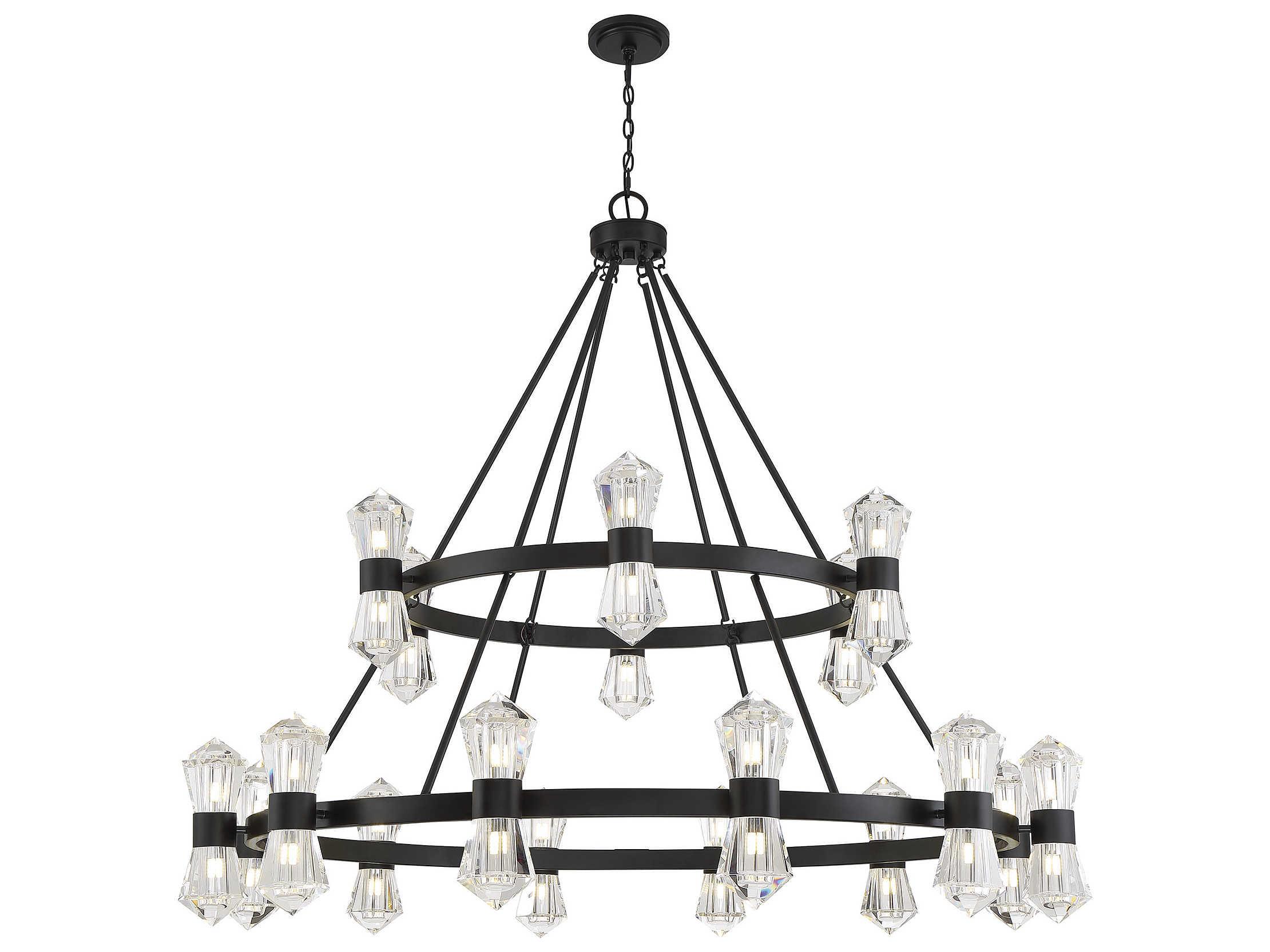 Savoy House Dryden 36-Light Matte Black Crystal LED Tiered Chandelier