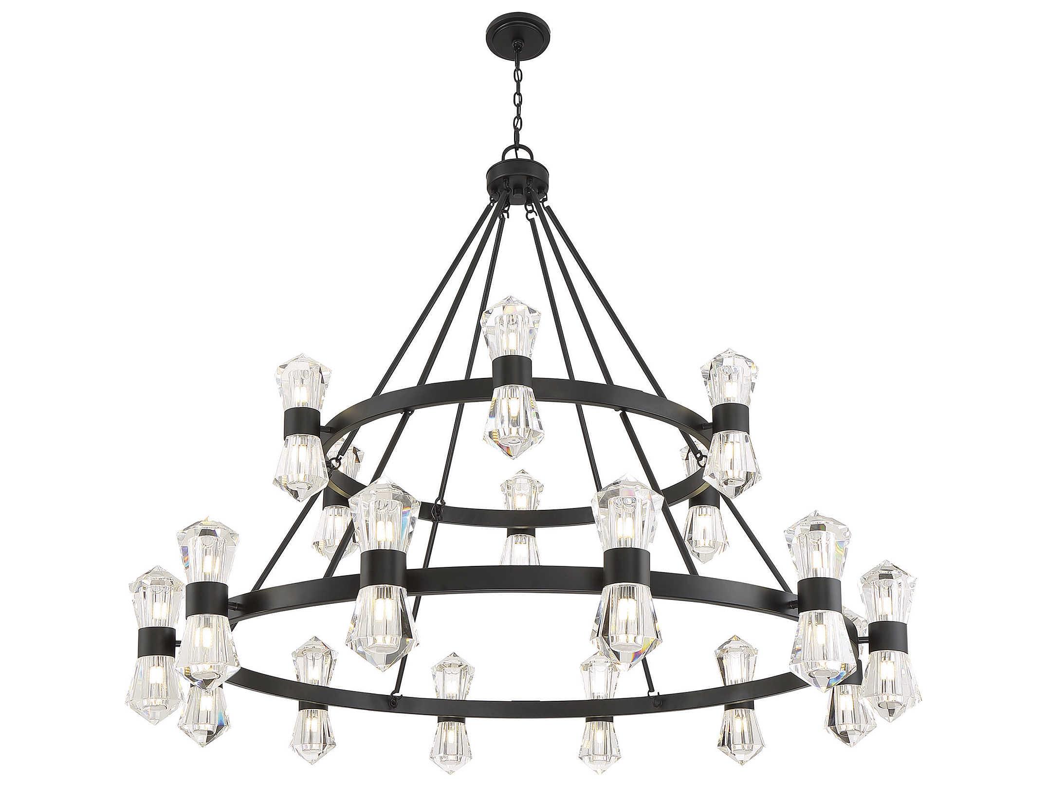 Savoy House Dryden 36-Light Matte Black Crystal LED Tiered Chandelier