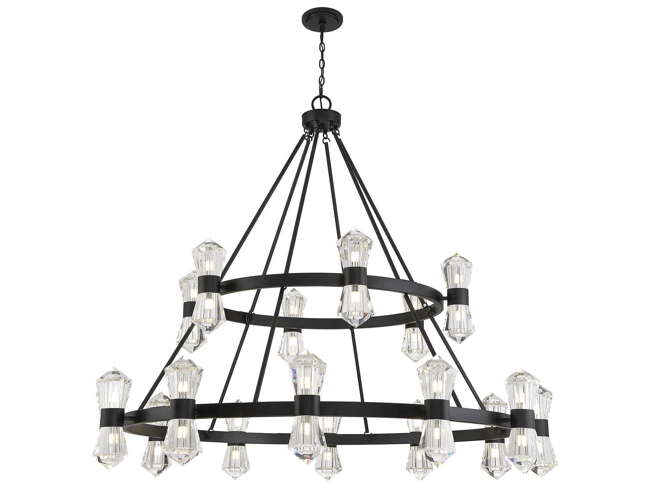 Savoy House Dryden 36-Light Matte Black Crystal LED Tiered Chandelier