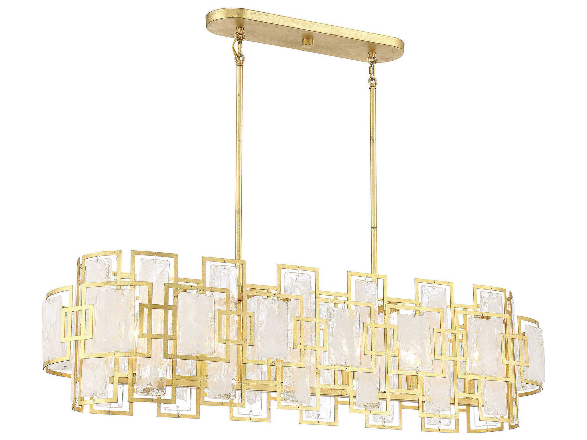 Savoy House Portia 6-Light True Gold Glass Geometric Island Pendant