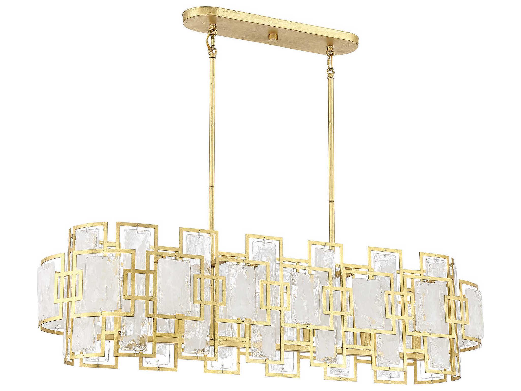 Savoy House Portia 6-Light True Gold Glass Geometric Island Pendant