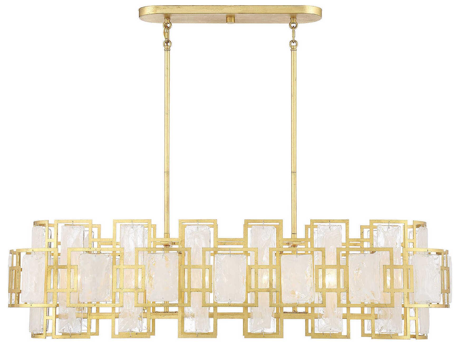 Savoy House Portia 6-Light True Gold Glass Geometric Island Pendant