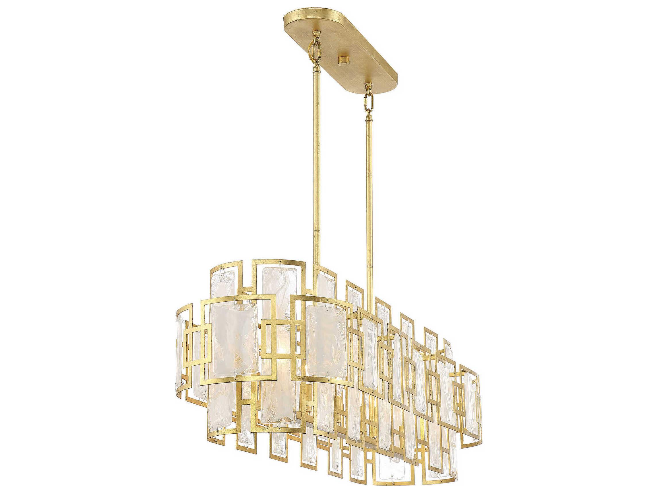 Savoy House Portia 6-Light True Gold Glass Geometric Island Pendant