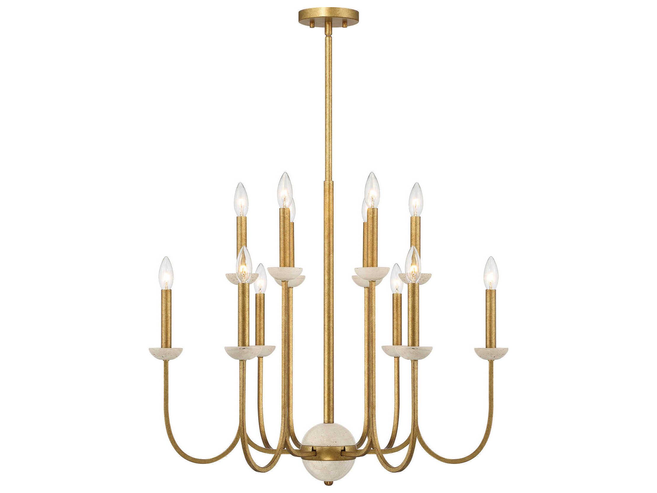Savoy House Oakhurst 12-Light Antique Gold Candelabra Chandelier