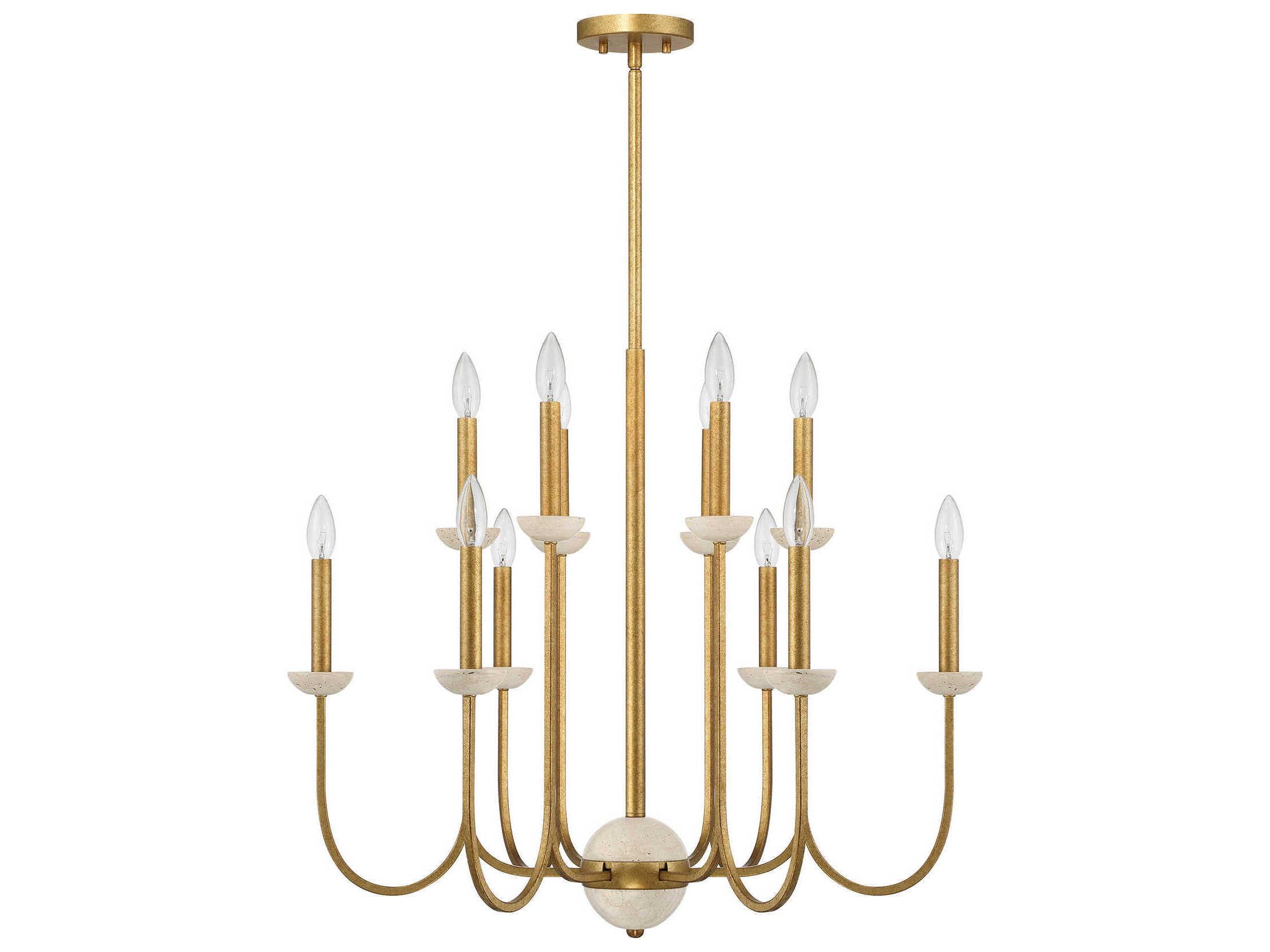 Savoy House Oakhurst 12-Light Antique Gold Candelabra Chandelier