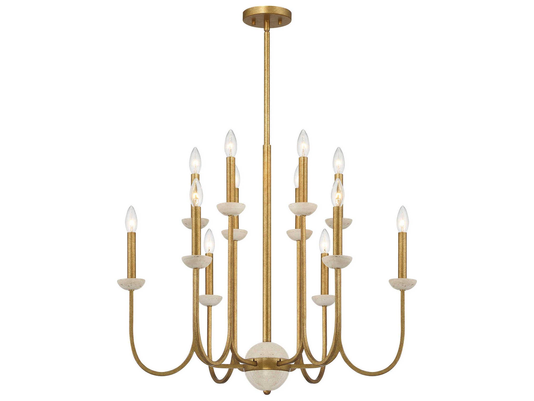 Savoy House Oakhurst 12-Light Antique Gold Candelabra Chandelier