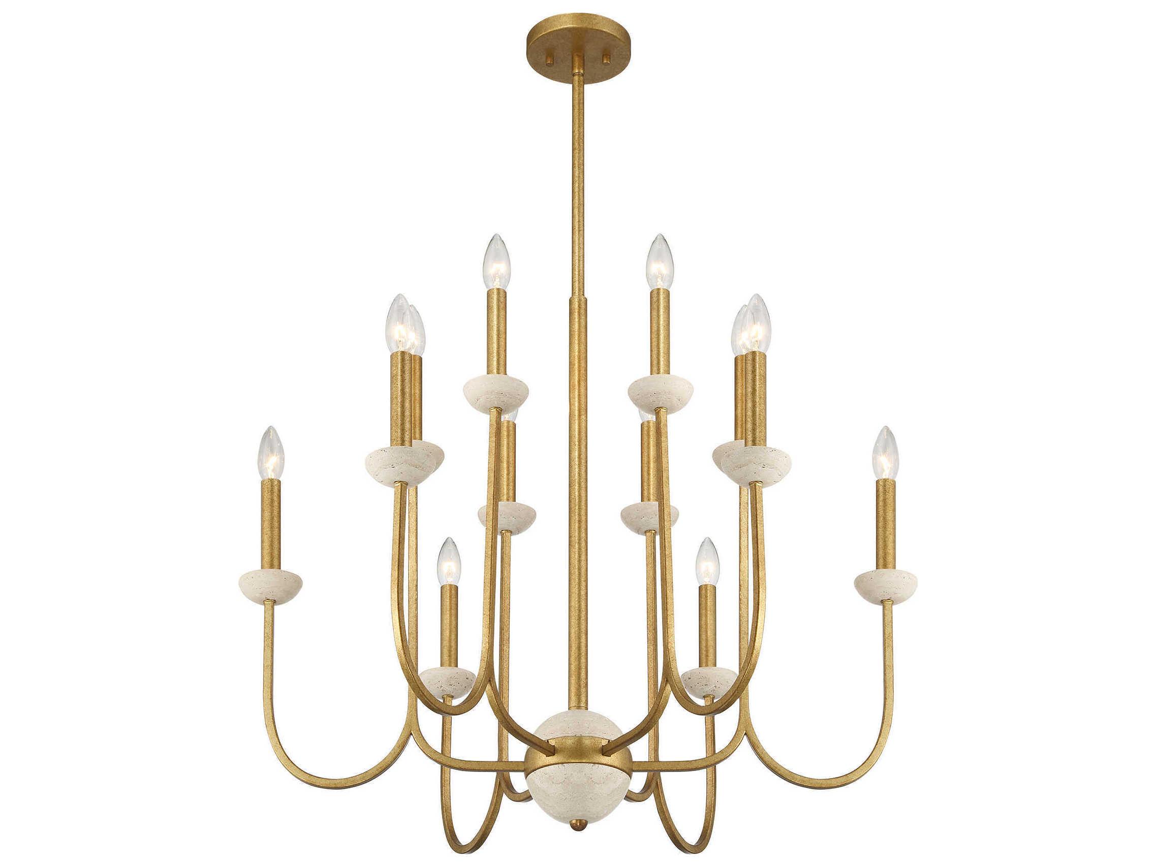Savoy House Oakhurst 12-Light Antique Gold Candelabra Chandelier