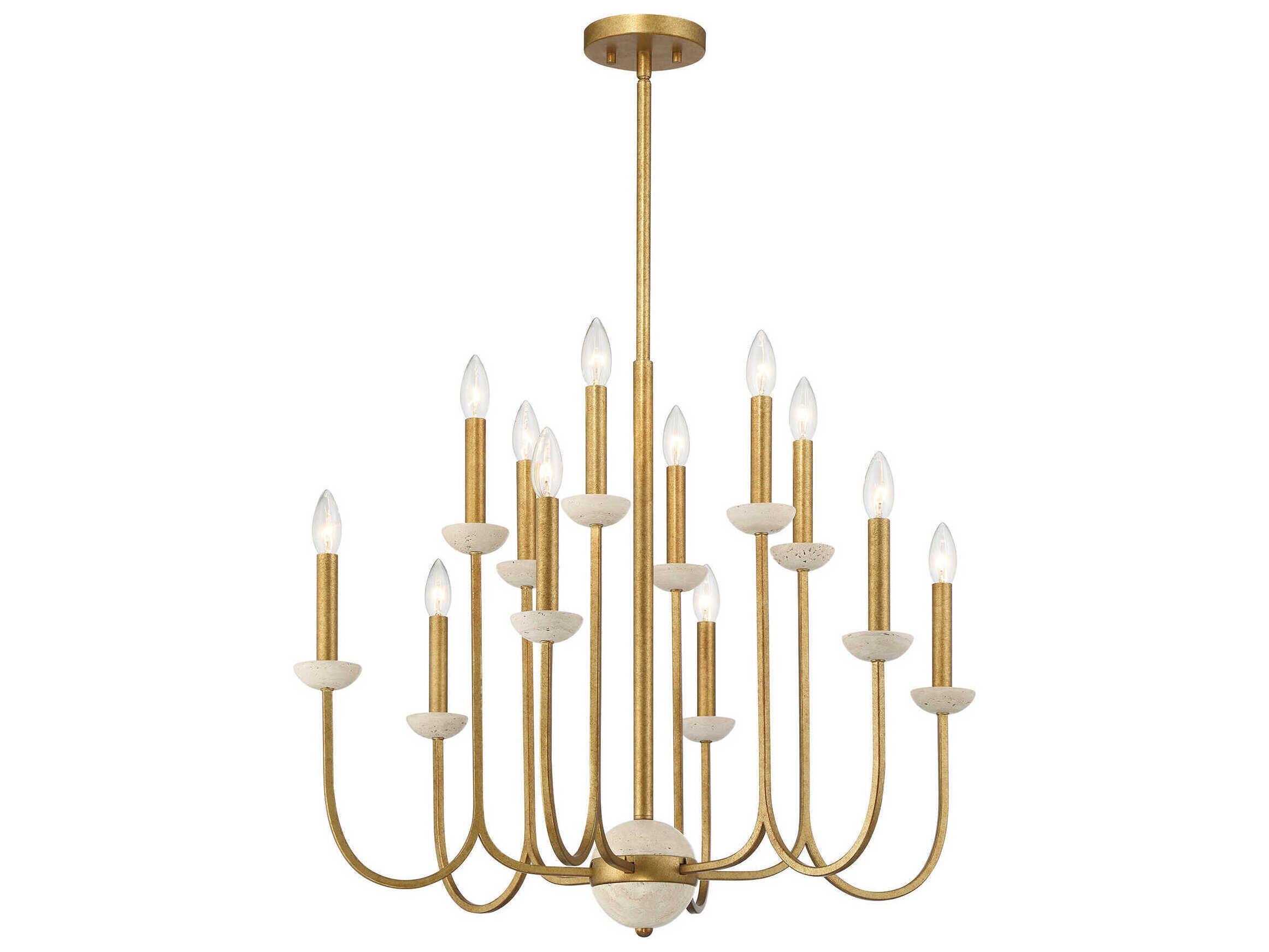 Savoy House Oakhurst 12-Light Antique Gold Candelabra Chandelier