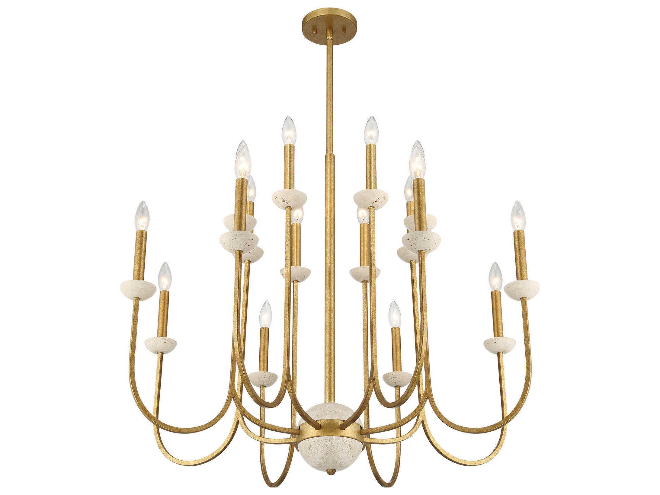 Savoy House Oakhurst 16-Light Antique Gold Candelabra Chandelier