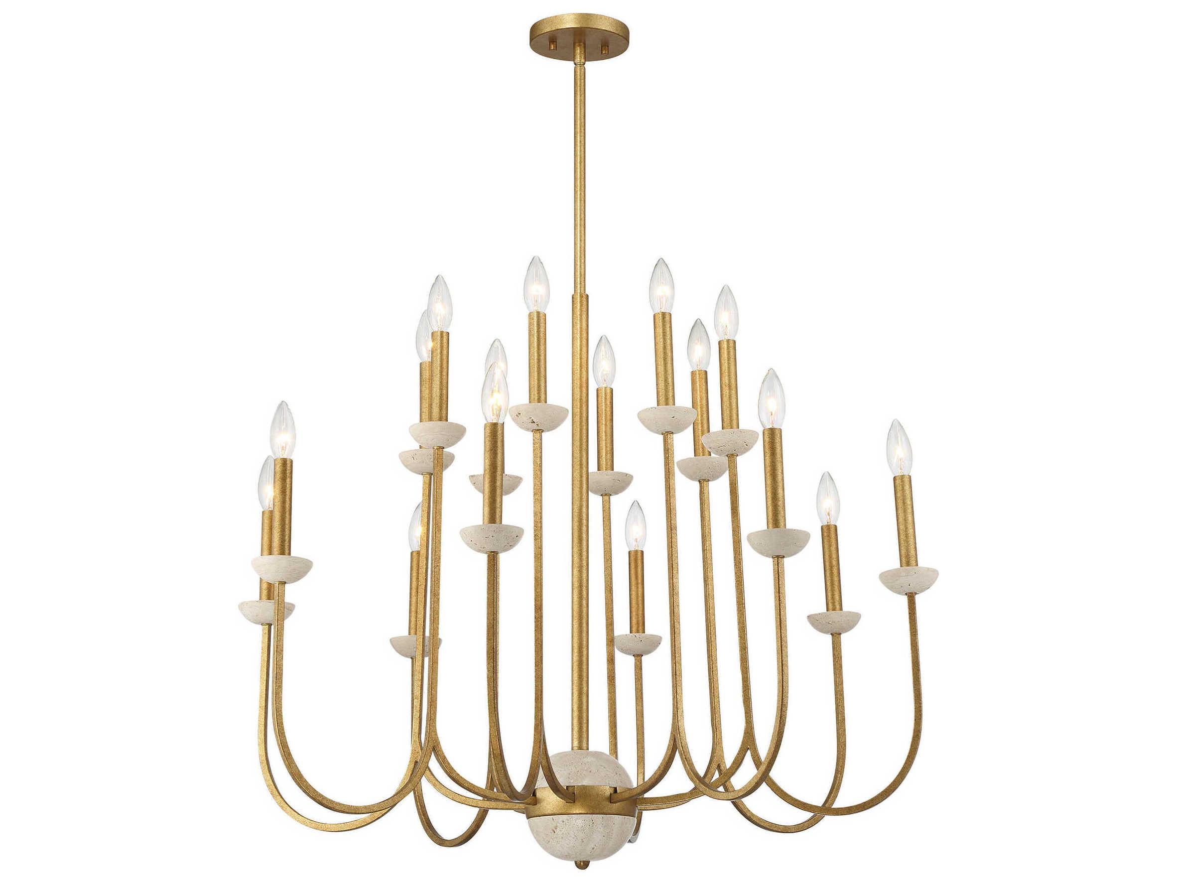 Savoy House Oakhurst 16-Light Antique Gold Candelabra Chandelier