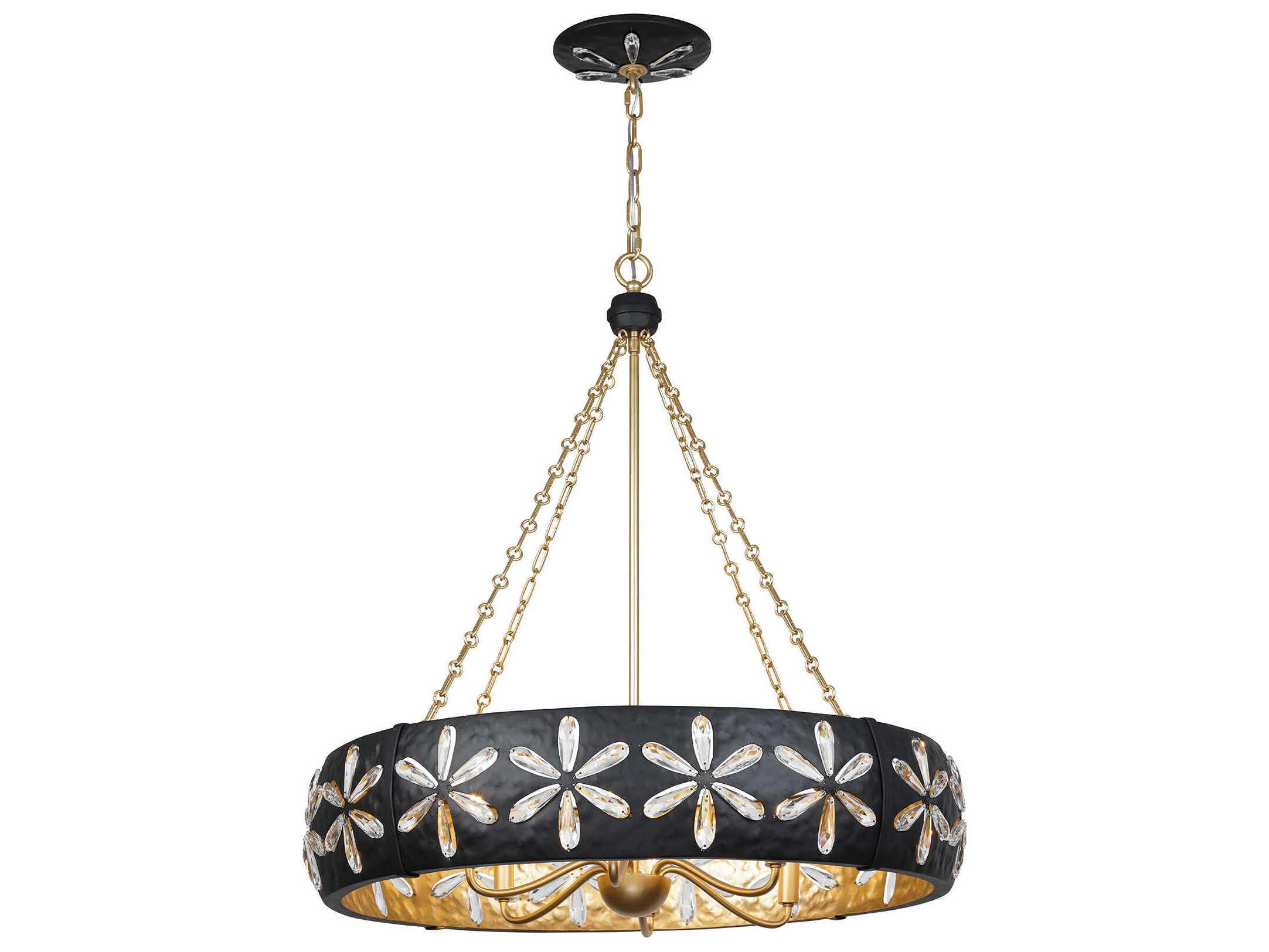 Savoy House Venice 6-Light Metropolis Black Gold Round Chandelier