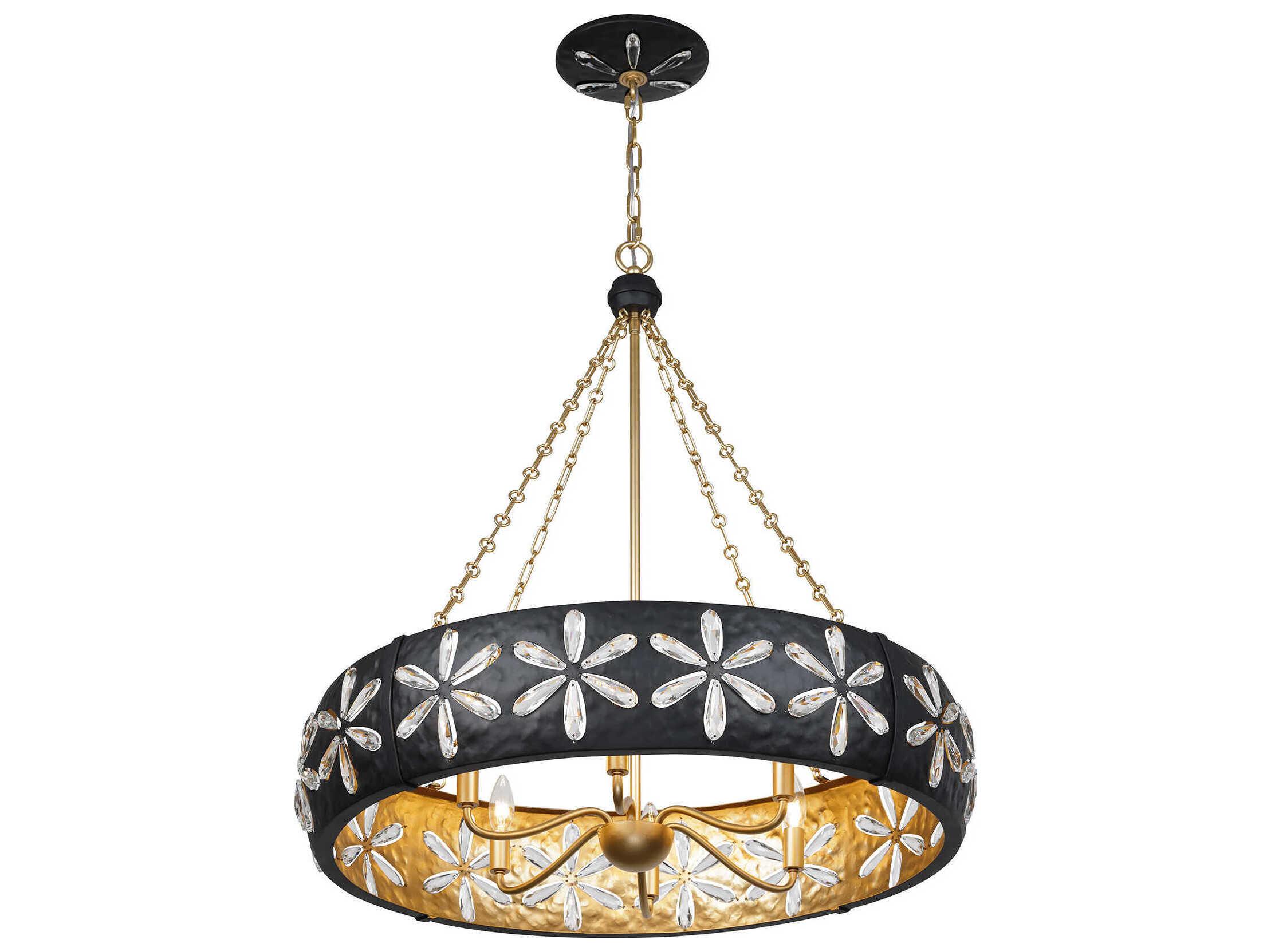 Savoy House Venice 6-Light Metropolis Black Gold Round Chandelier