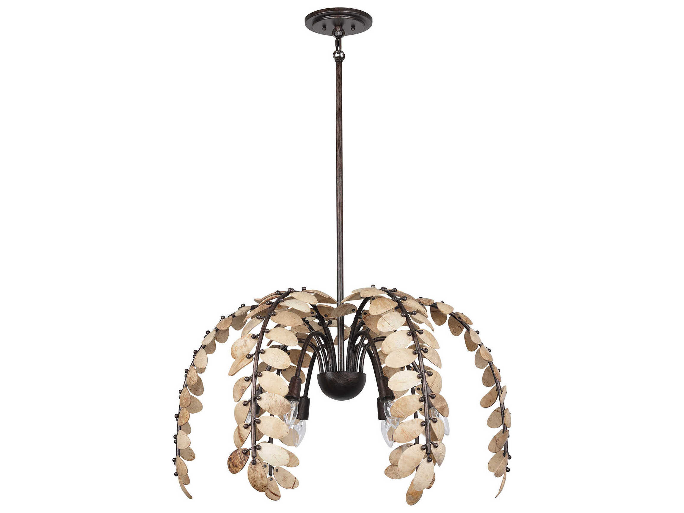 Savoy House Grecian 6-Light Champagne Mist Coconut Shell Brown Geometric Chandelier