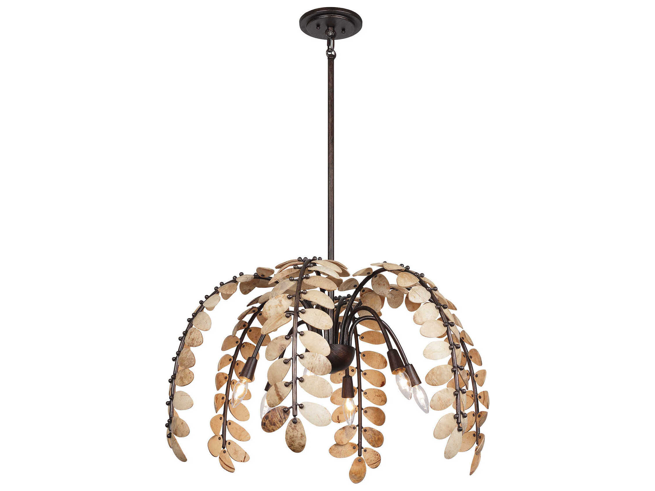 Savoy House Grecian 6-Light Champagne Mist Coconut Shell Brown Geometric Chandelier
