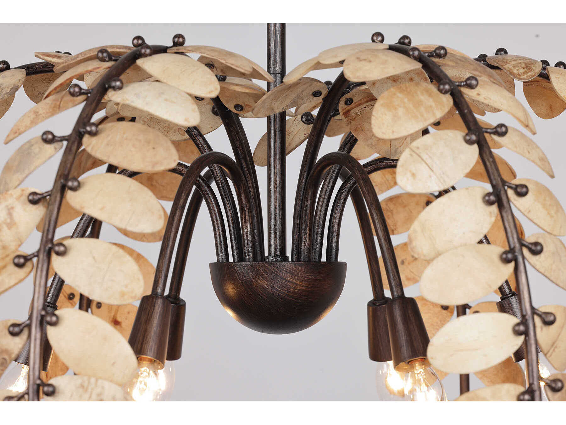 Savoy House Grecian 6-Light Champagne Mist Coconut Shell Brown Geometric Chandelier