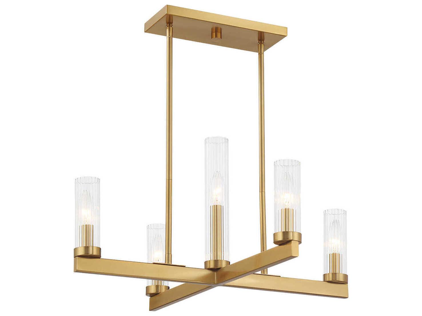 Savoy House Carina 5-Light Warm Brass Cylinder Chandelier