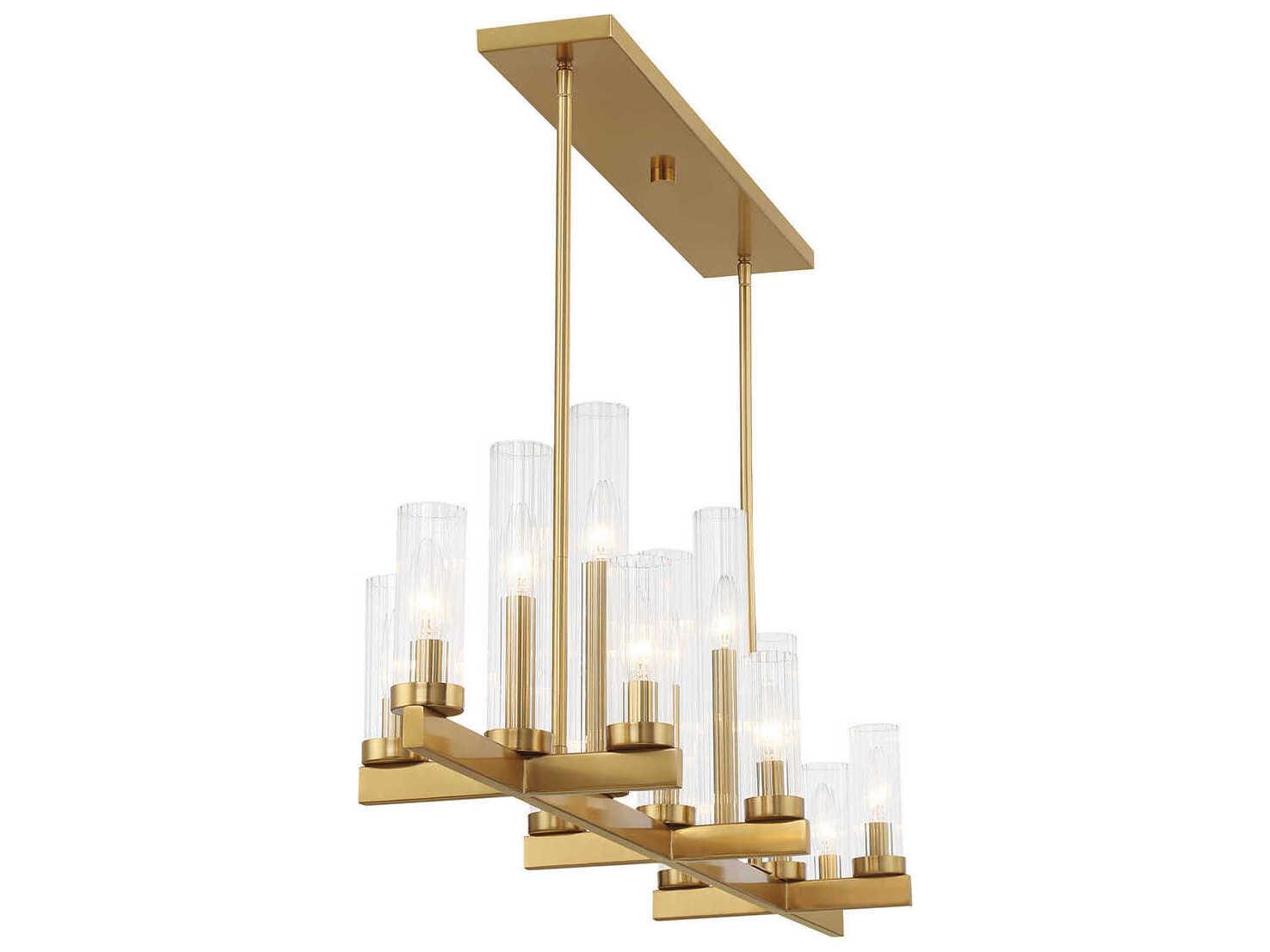 Savoy House Carina 13-Light Warm Brass Cylinder Linear Island Pendant
