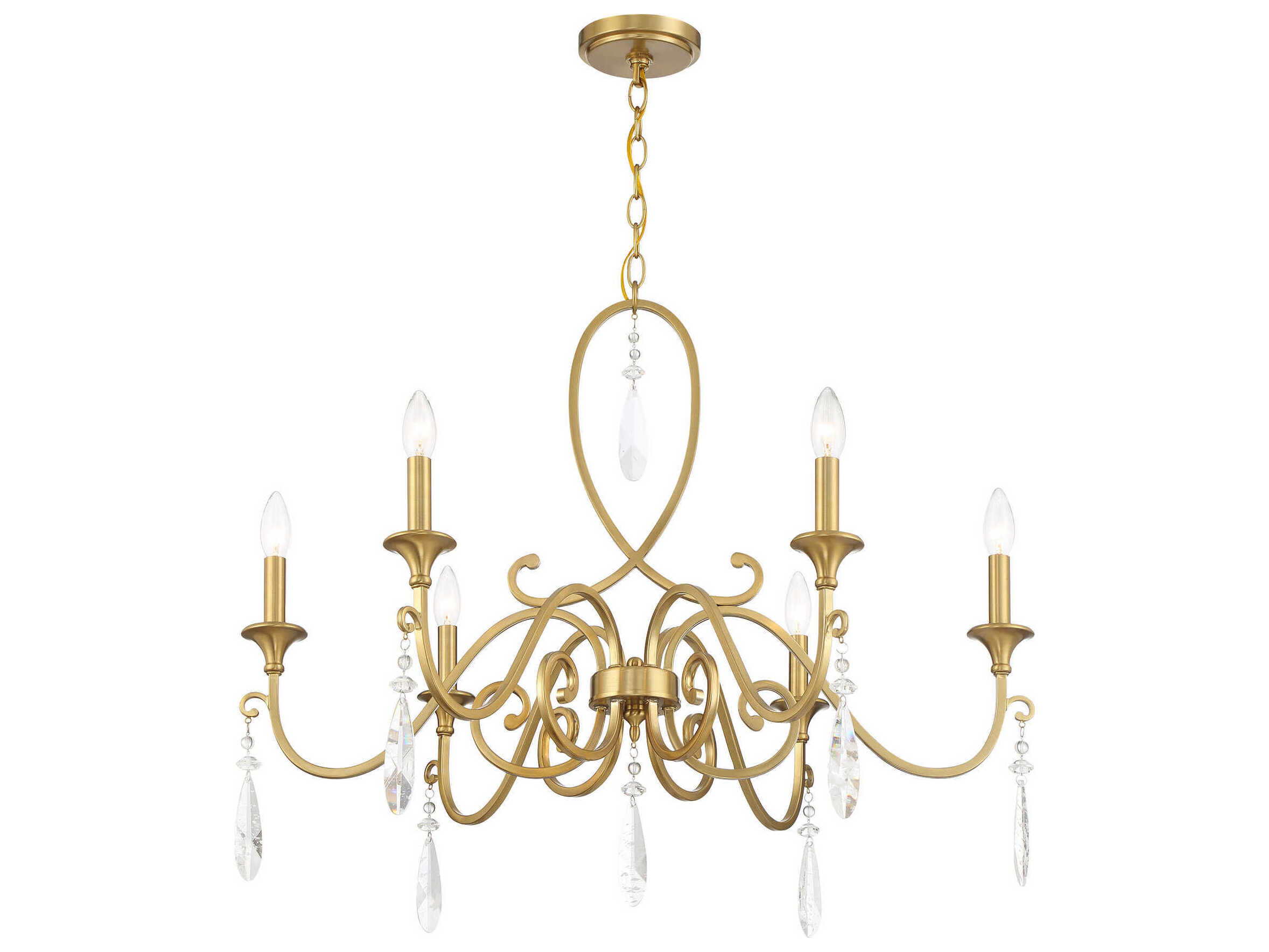 Savoy House Fairchild 6-Light Warm Brass Candelabra Chandelier