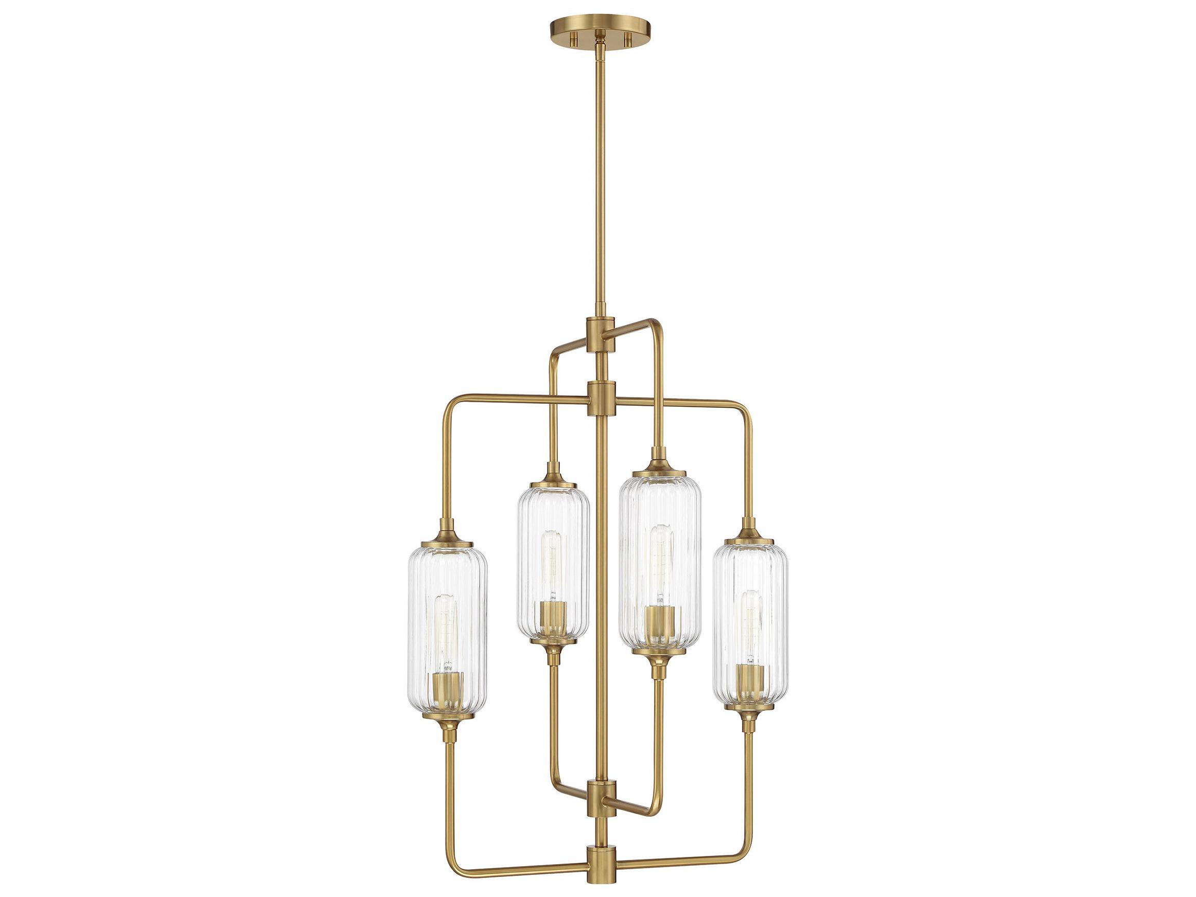 Savoy House Holton 4-Light Warm Brass Geometric Chandelier