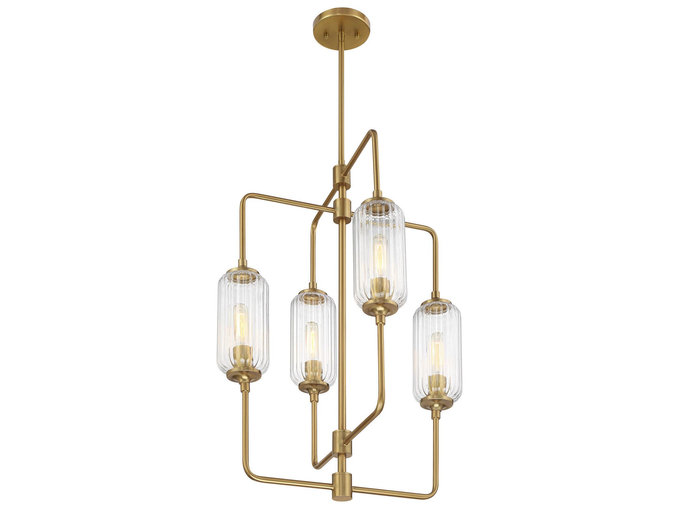 Savoy House Holton 4-Light Warm Brass Geometric Chandelier