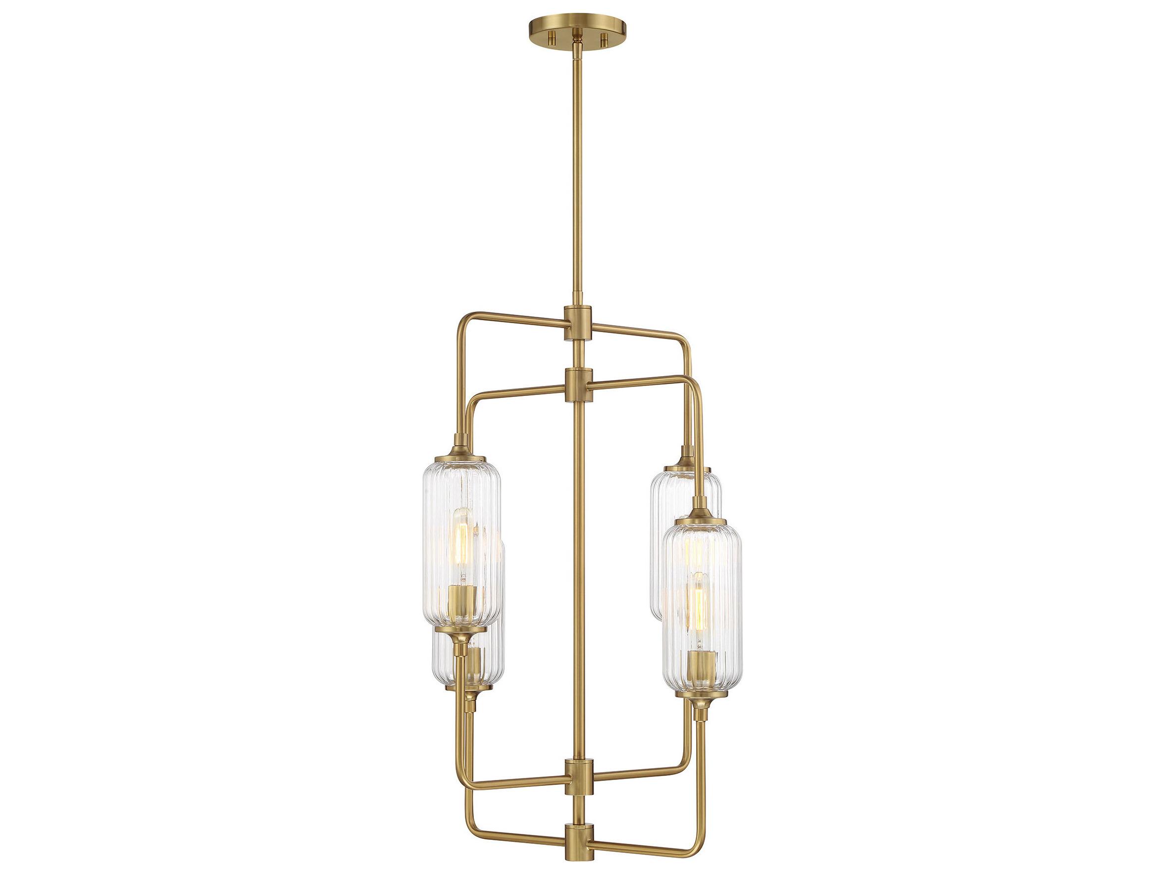 Savoy House Holton 4-Light Warm Brass Geometric Chandelier