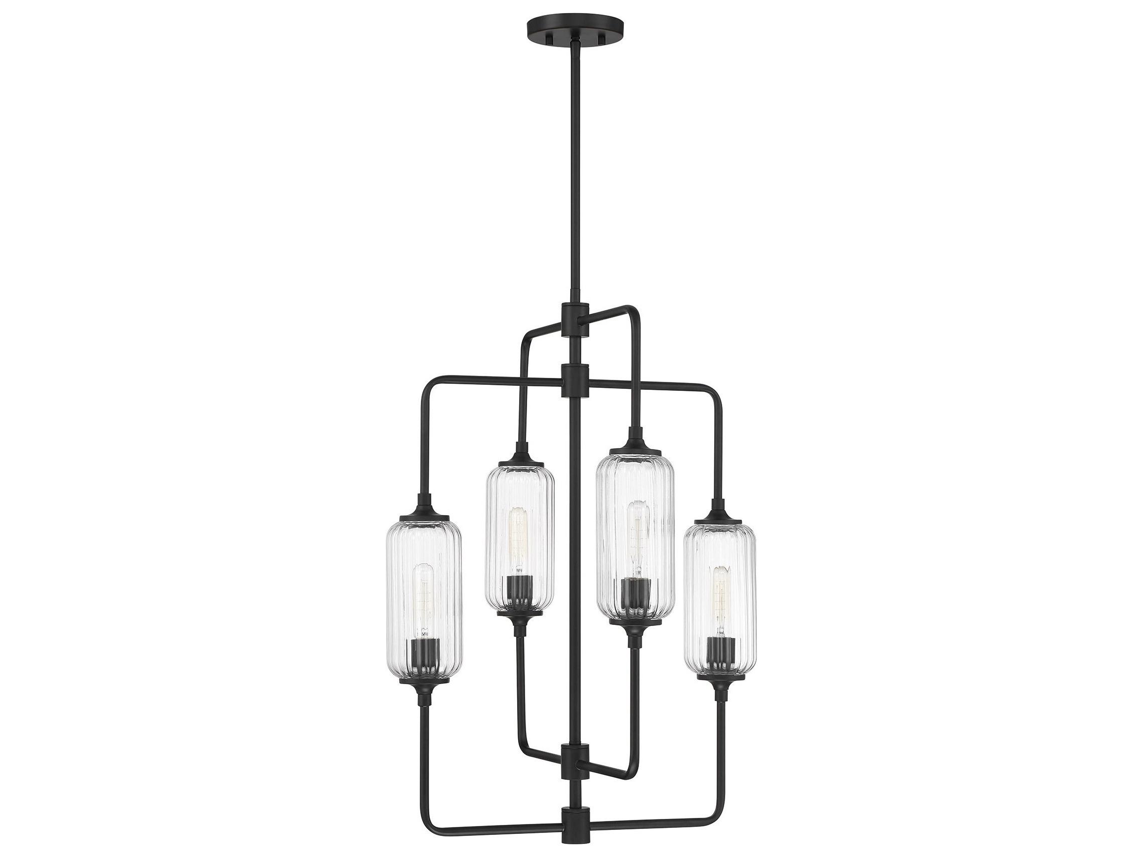 Savoy House Holton 4-Light Matte Black Geometric Chandelier