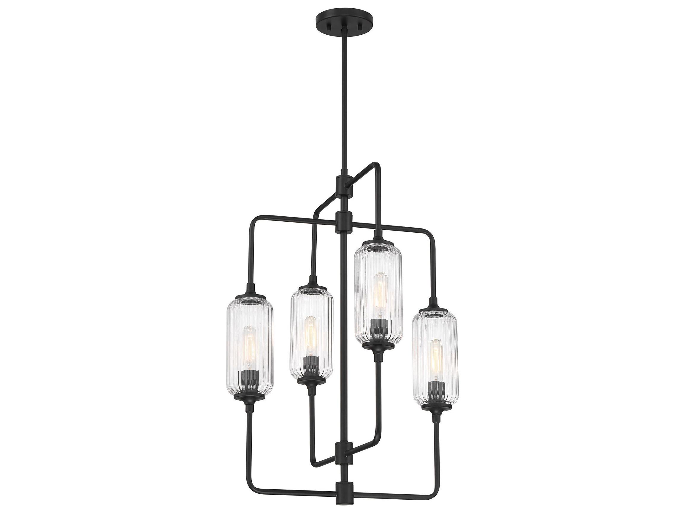 Savoy House Holton 4-Light Matte Black Geometric Chandelier