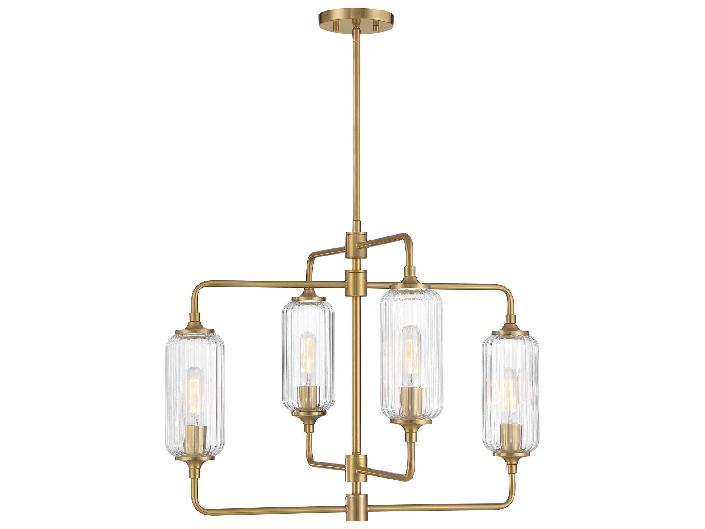 Savoy House Holton 4-Light Warm Brass Geometric Chandelier