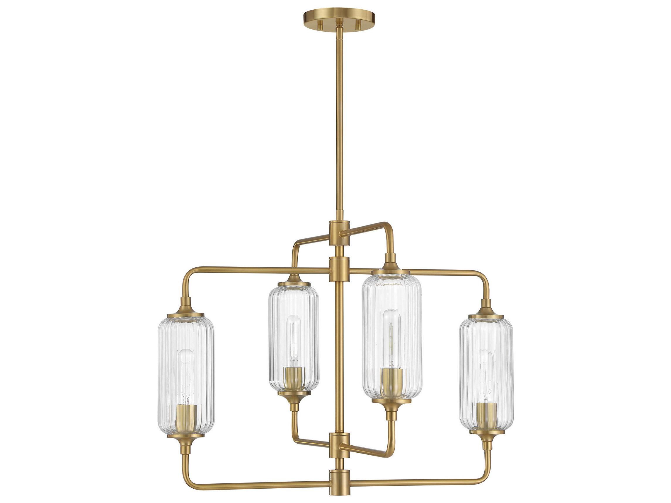 Savoy House Holton 4-Light Warm Brass Geometric Chandelier