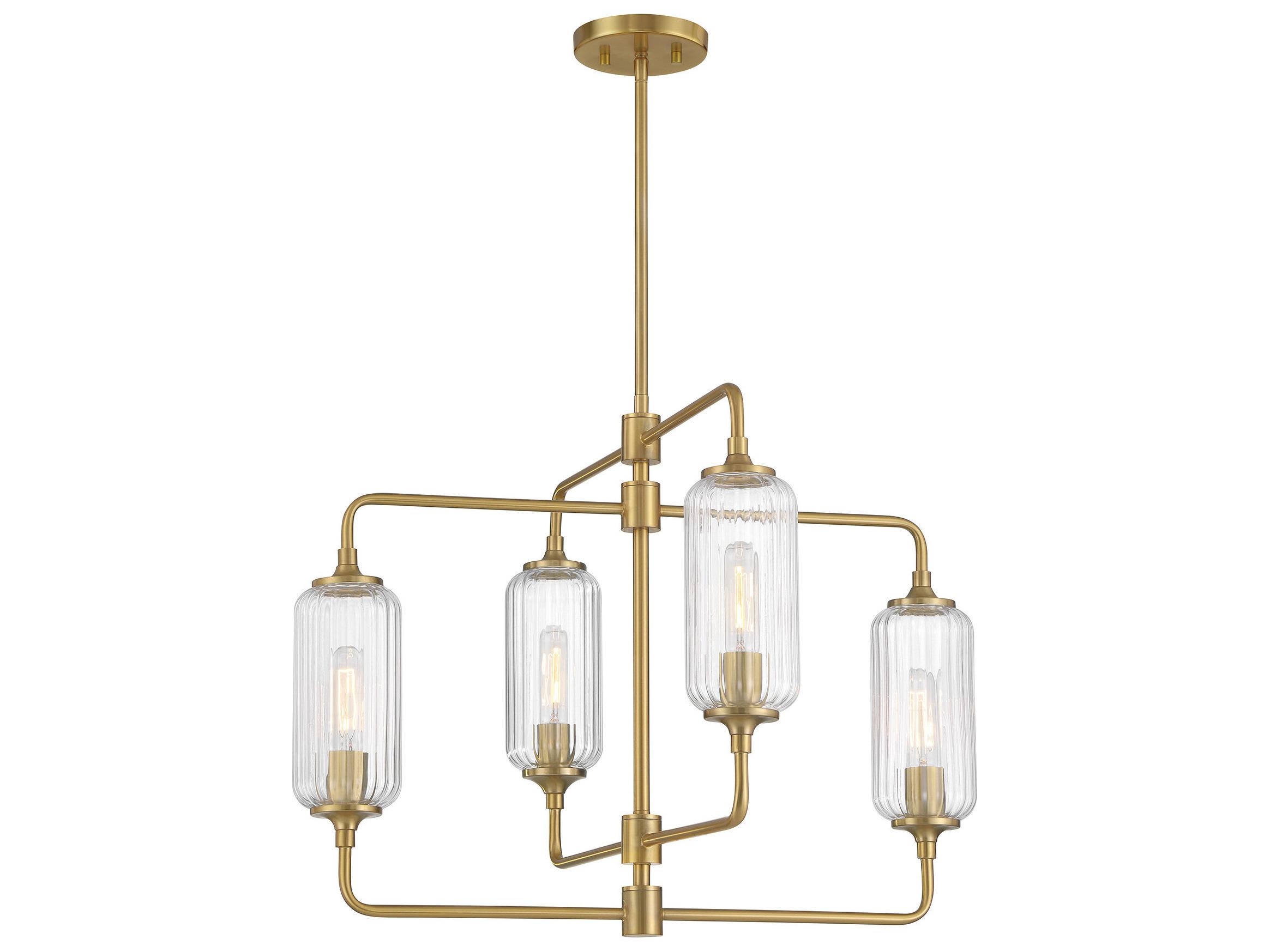 Savoy House Holton 4-Light Warm Brass Geometric Chandelier