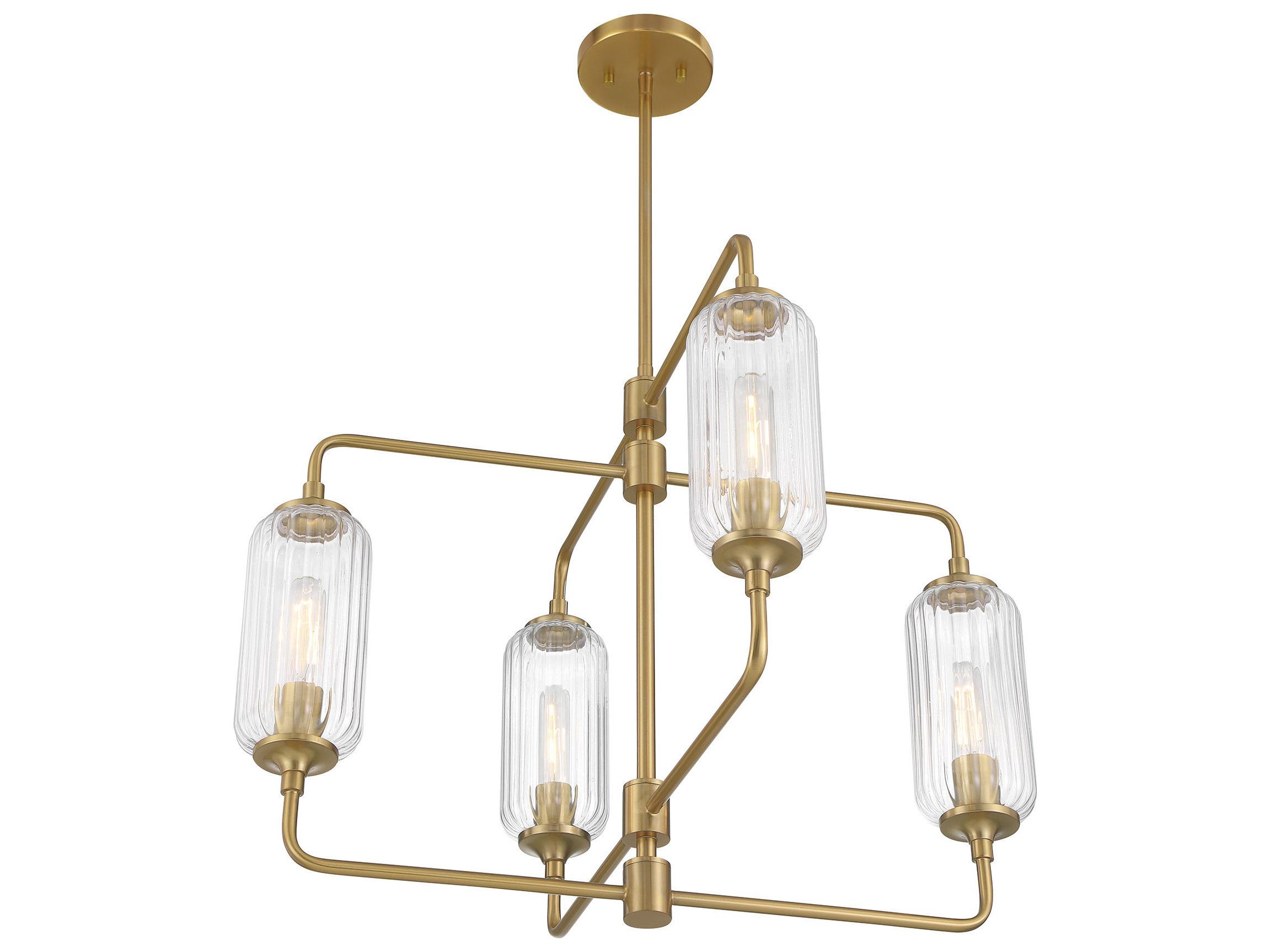 Savoy House Holton 4-Light Warm Brass Geometric Chandelier