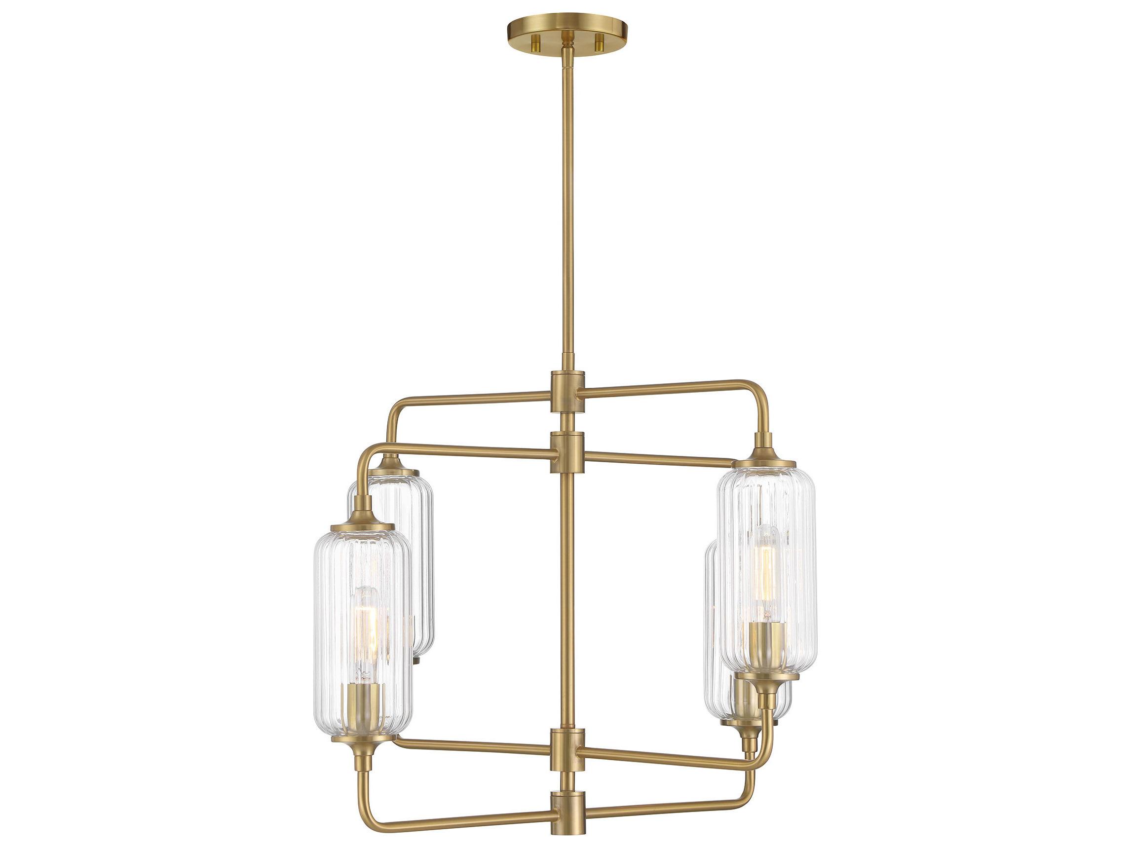 Savoy House Holton 4-Light Warm Brass Geometric Chandelier