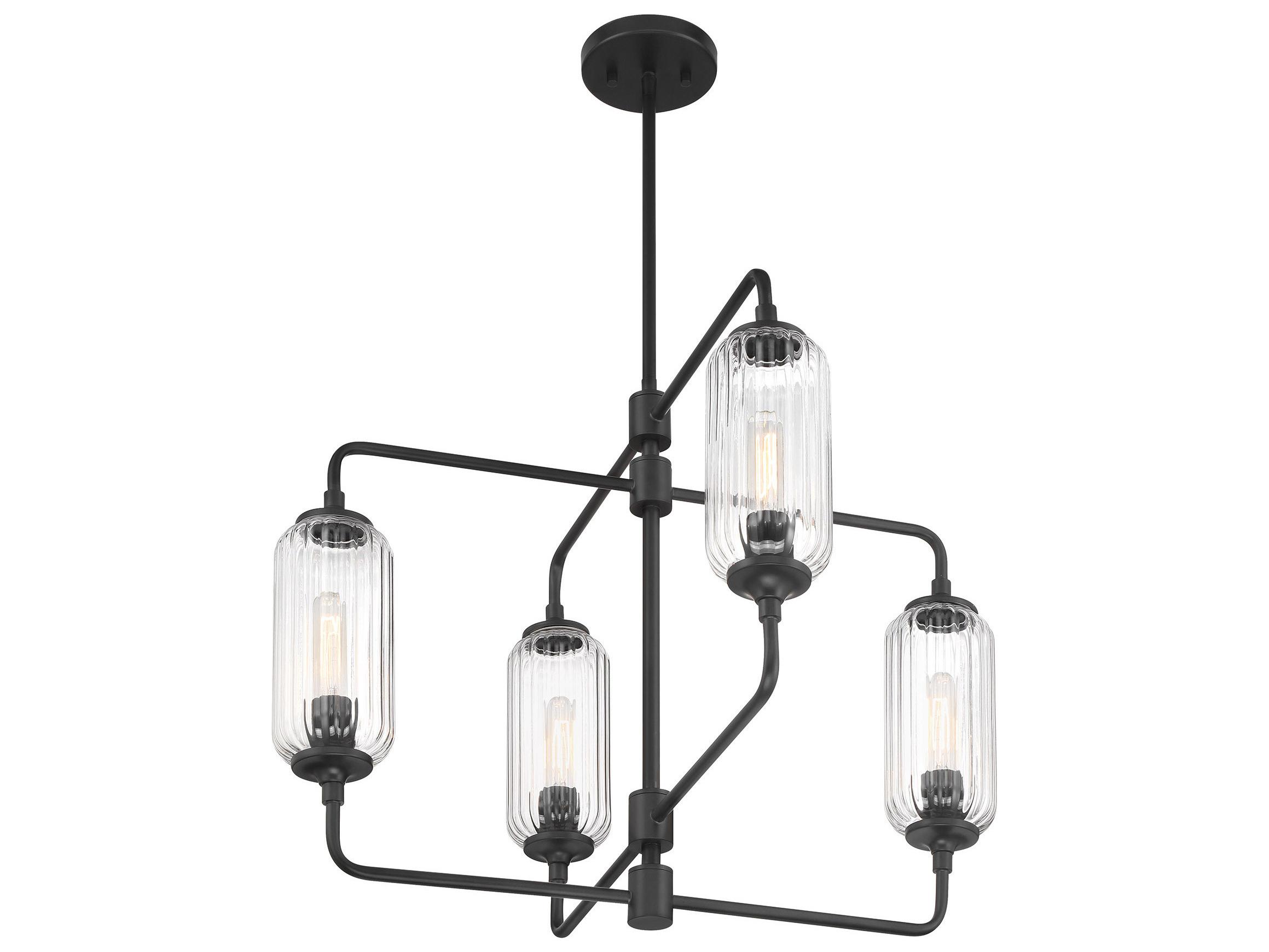 Savoy House Holton 4-Light Matte Black Geometric Chandelier