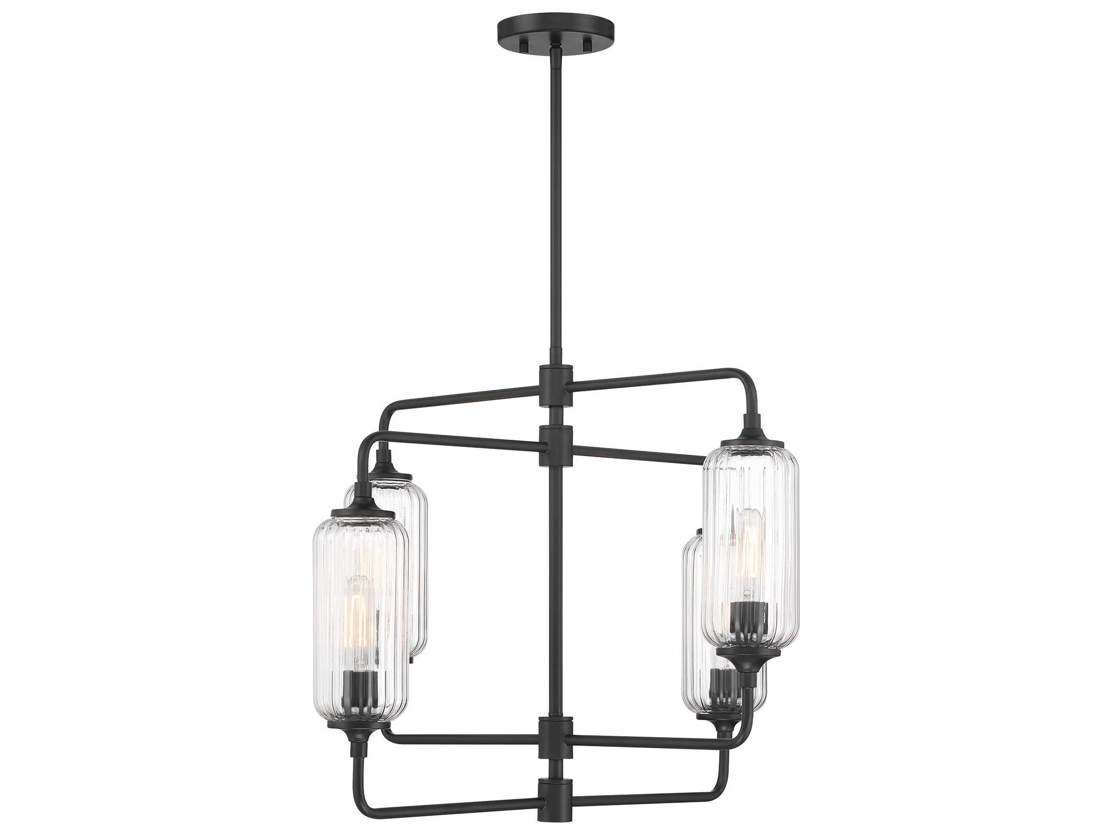 Savoy House Holton 4-Light Matte Black Geometric Chandelier
