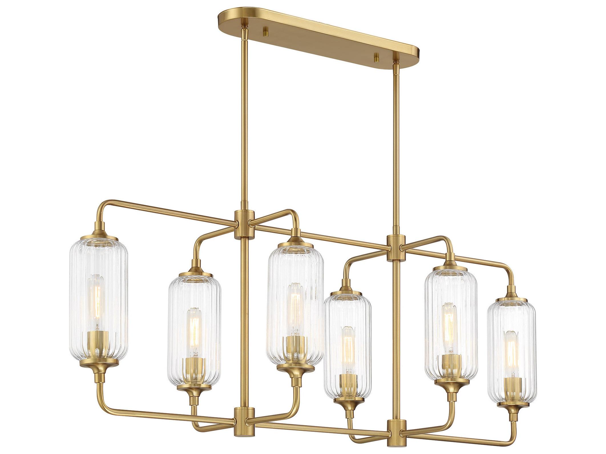 Savoy House Holton 6-Light Warm Brass Geometric Island Pendant