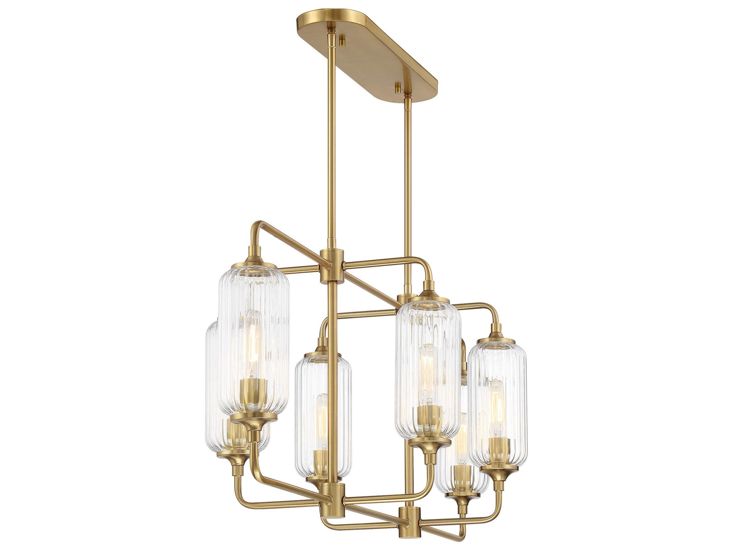 Savoy House Holton 6-Light Warm Brass Geometric Island Pendant
