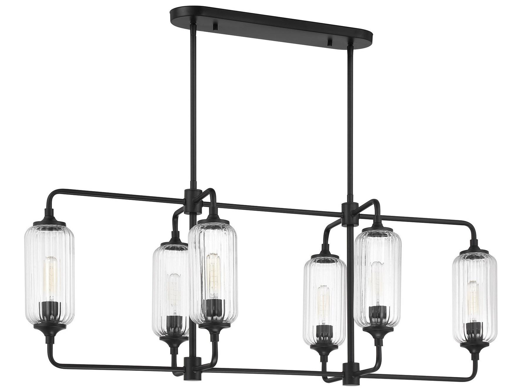 Savoy House Holton 6-Light Matte Black Geometric Island Pendant