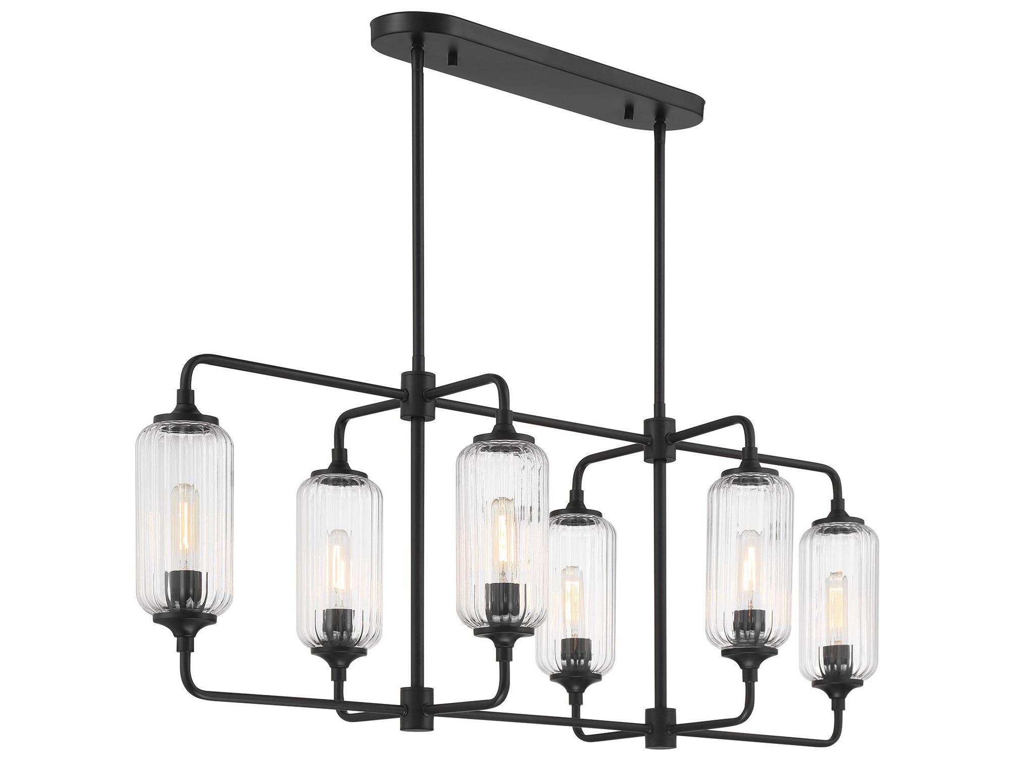 Savoy House Holton 6-Light Matte Black Geometric Island Pendant