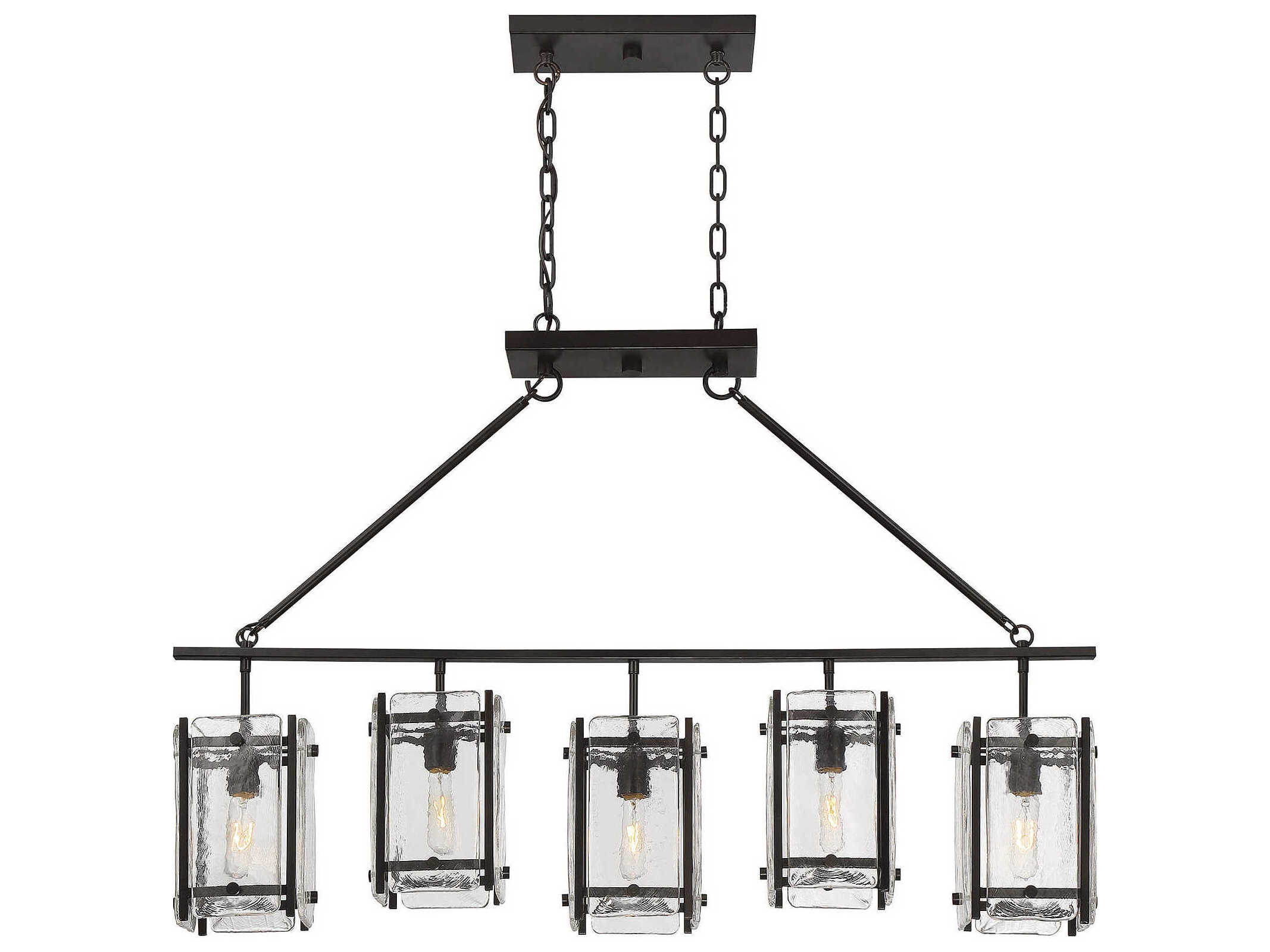 Savoy House Glenwood 5-Light English Bronze Glass Island Pendant