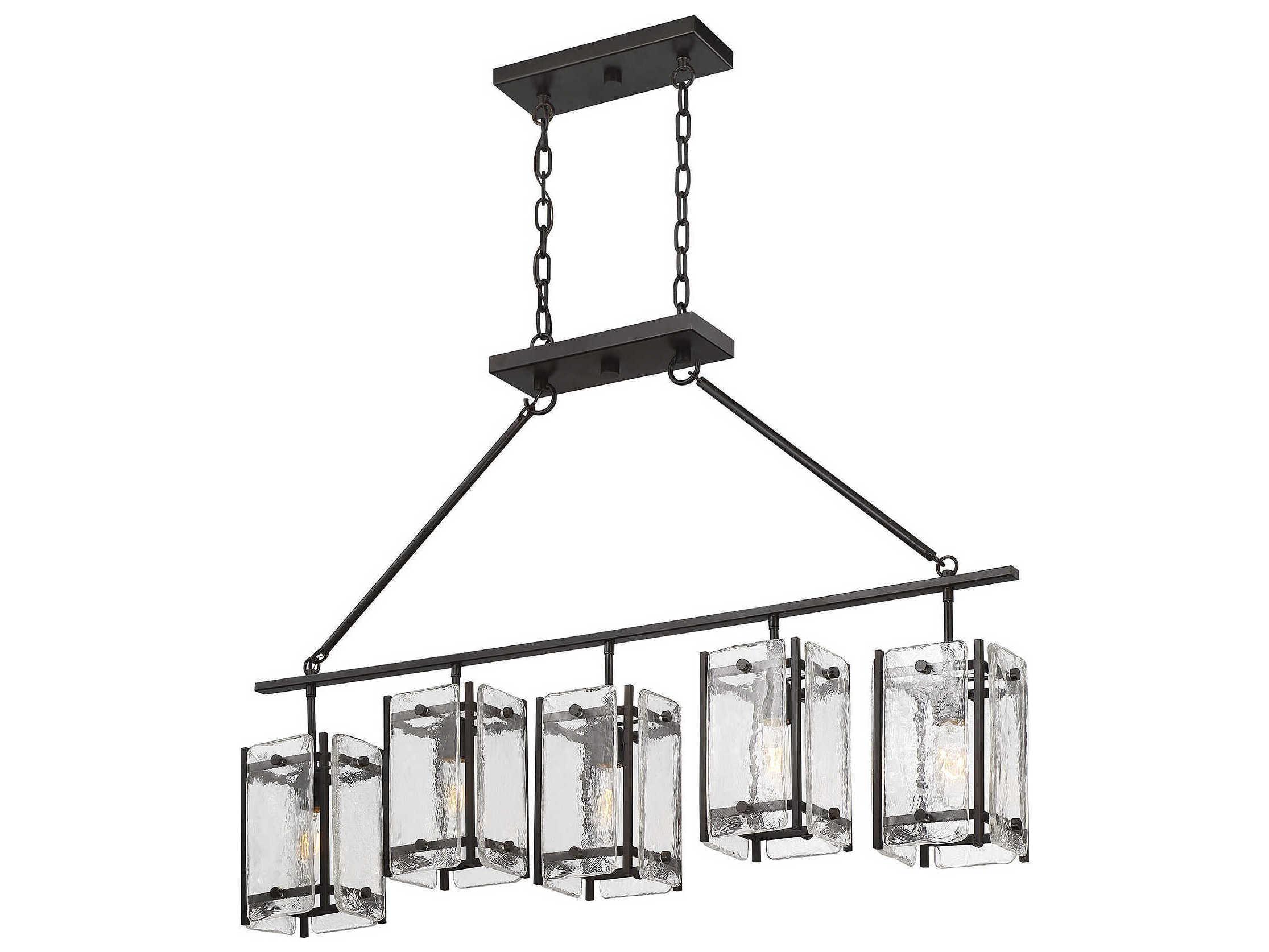 Savoy House Glenwood 5-Light English Bronze Glass Island Pendant
