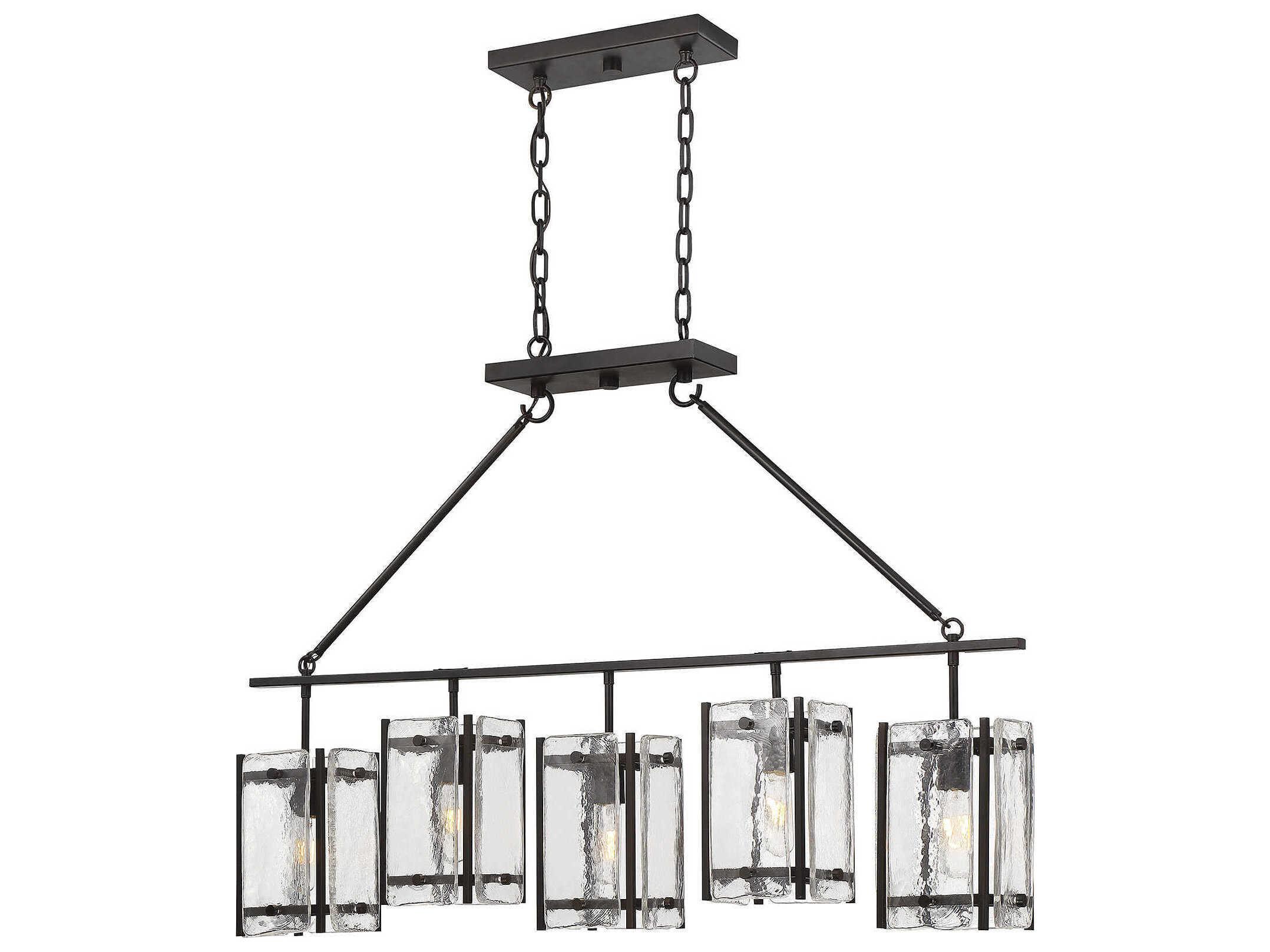 Savoy House Glenwood 5-Light English Bronze Glass Island Pendant