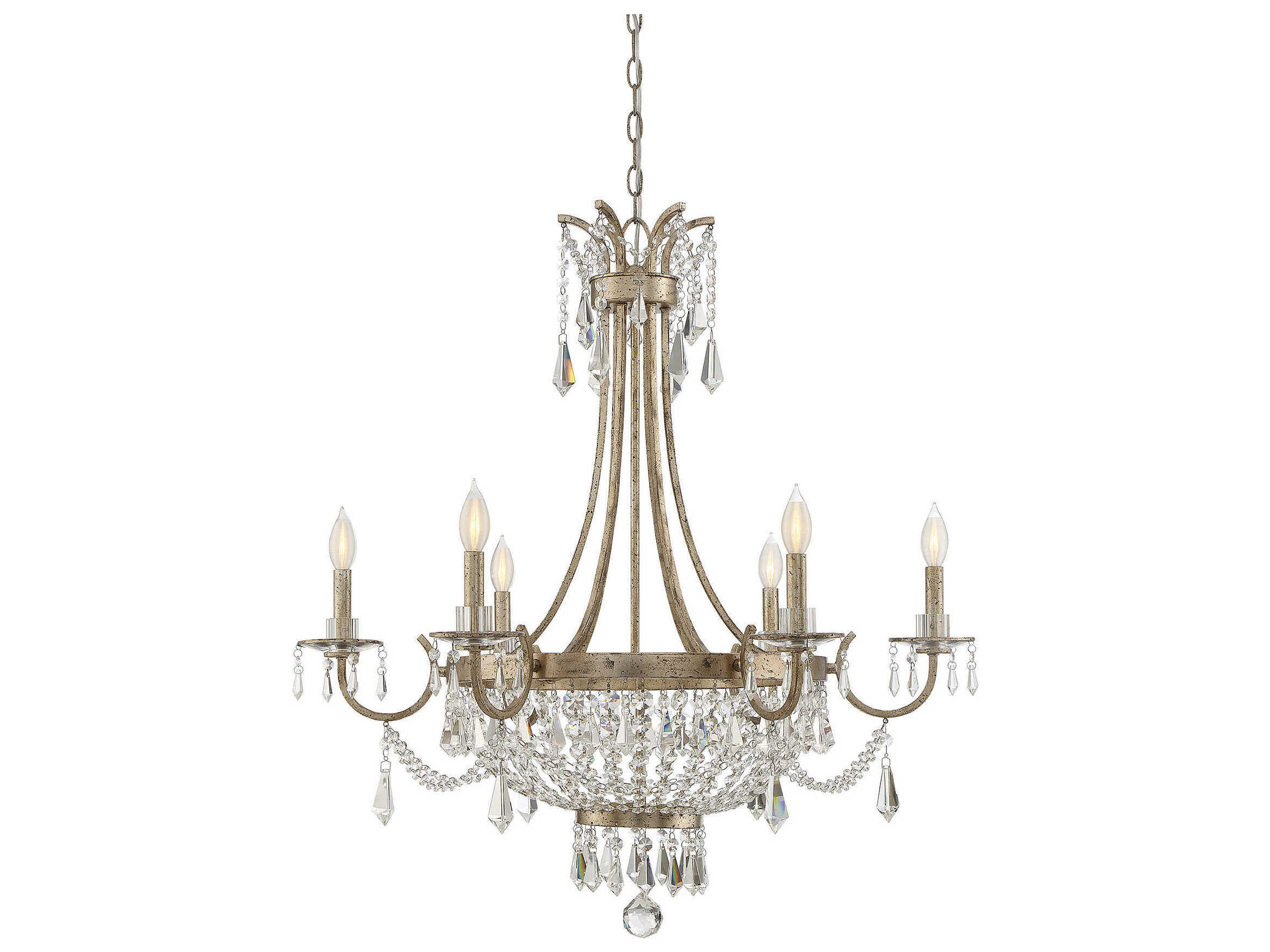 Savoy House Claiborne 6-Light Avalite Clear Crystal Candelabra Chandelier