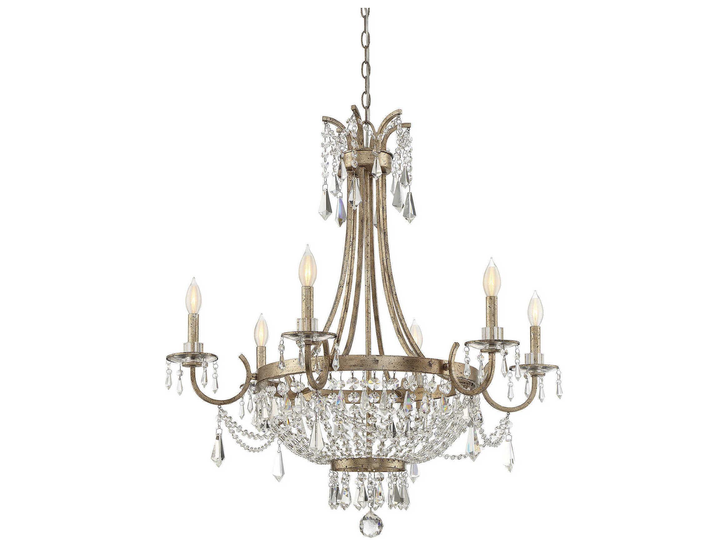 Savoy House Claiborne 6-Light Avalite Clear Crystal Candelabra Chandelier
