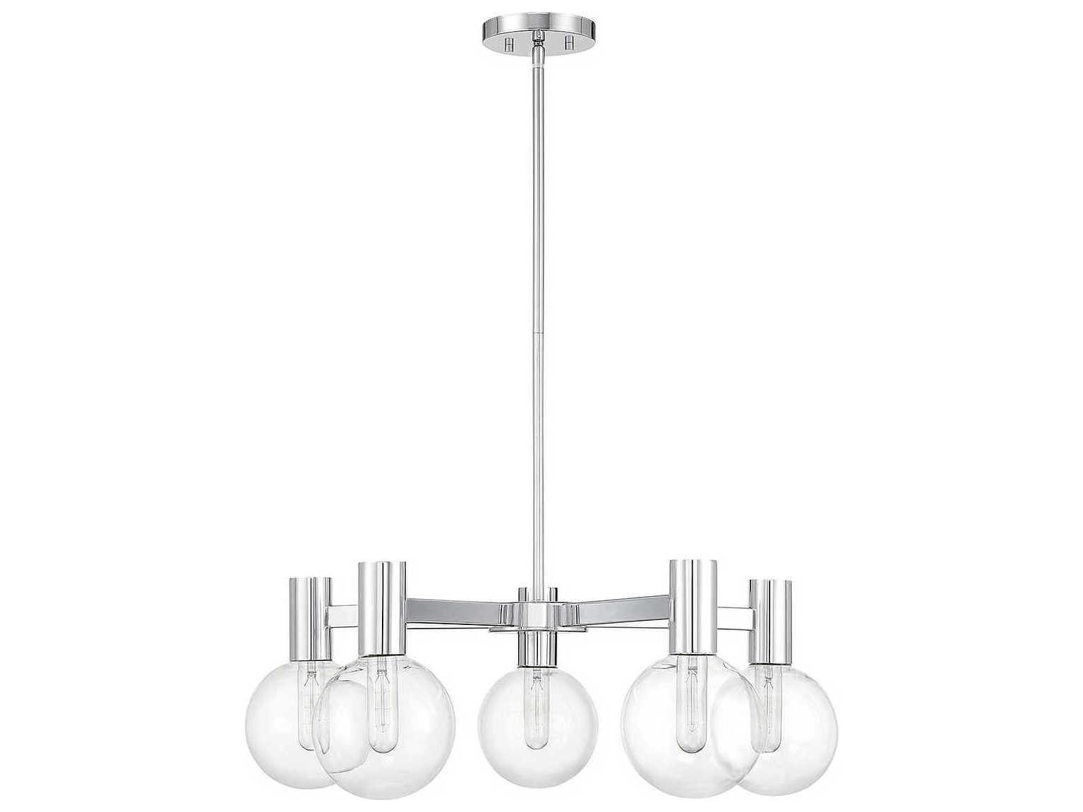 Savoy House Wright 5-Light Chrome Glass Globe Chandelier