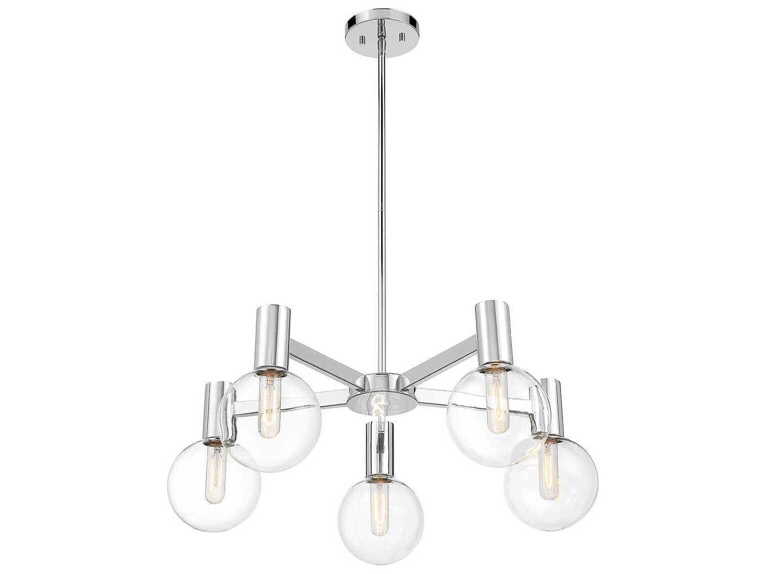 Savoy House Wright 5-Light Chrome Glass Globe Chandelier