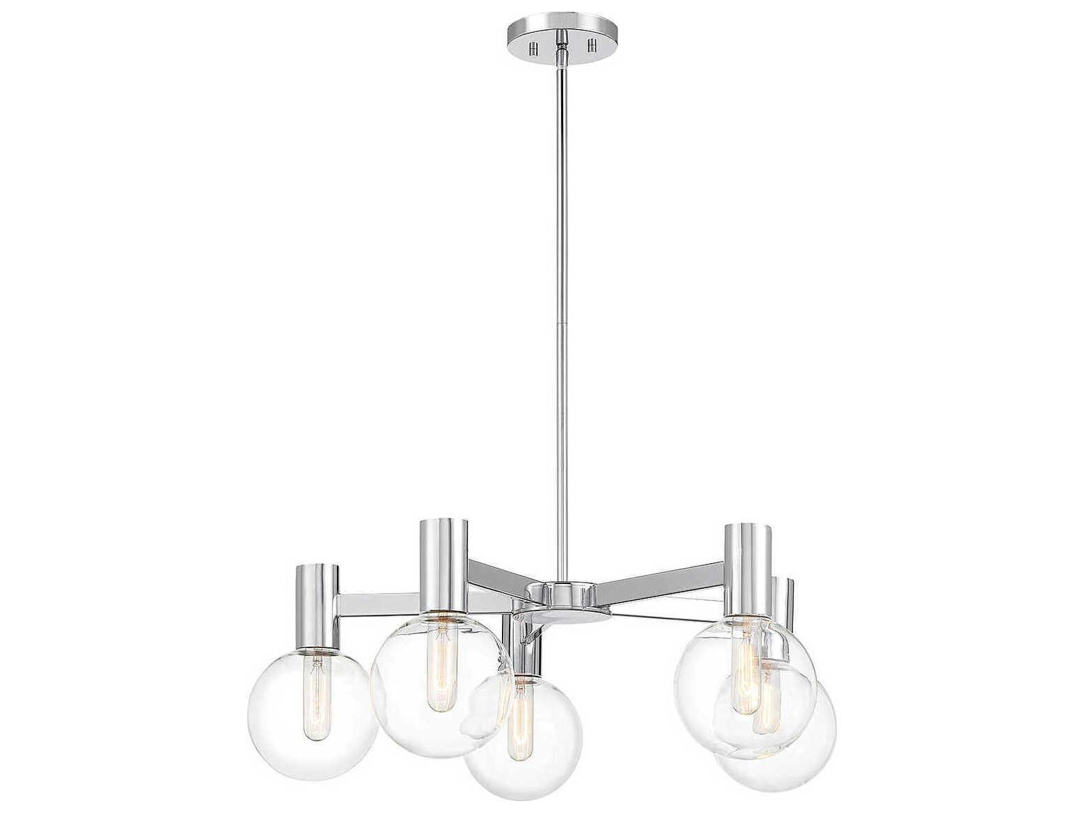 Savoy House Wright 5-Light Chrome Glass Globe Chandelier