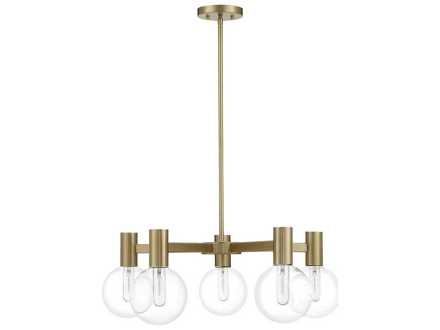 Savoy House Wright 5-Light Warm Brass Glass Globe Chandelier