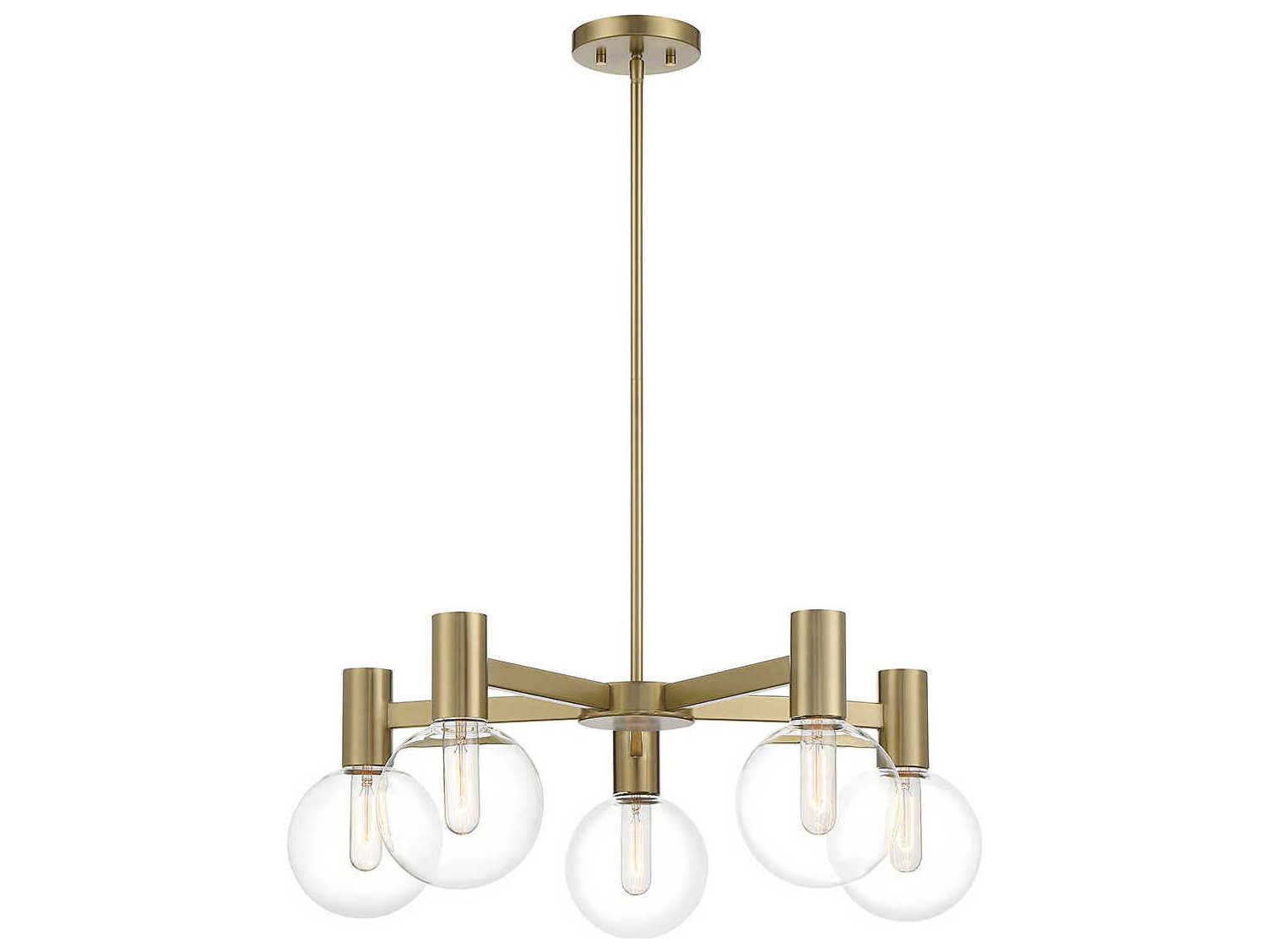 Savoy House Wright 5-Light Warm Brass Glass Globe Chandelier