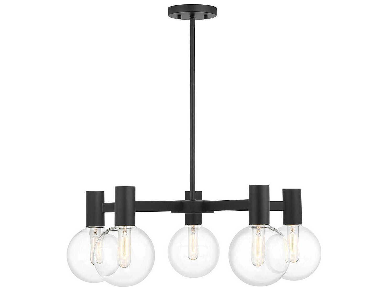 Savoy House Wright 5-Light Matte Black Glass Globe Chandelier